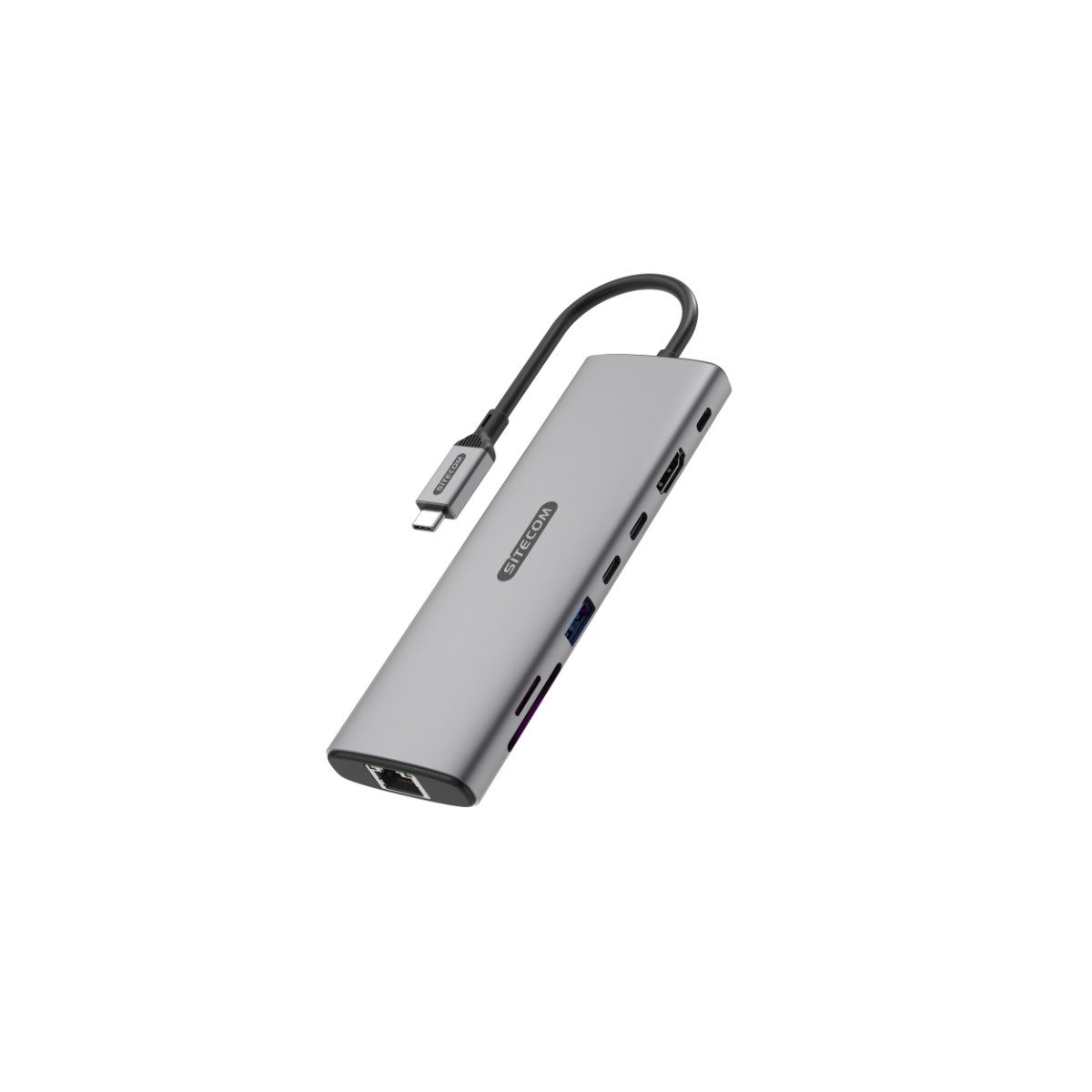 Sitecom USB-Verteiler 8 in 1 USB C Hub mit 100W Power Delivery HDMI und LAN