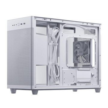 Asus PC-Gehäuse Prime AP201 Tempered Glass MicroATX Gehäuse Weiß, unterstützt 360-mm-Kühler, ATX-Netzteile