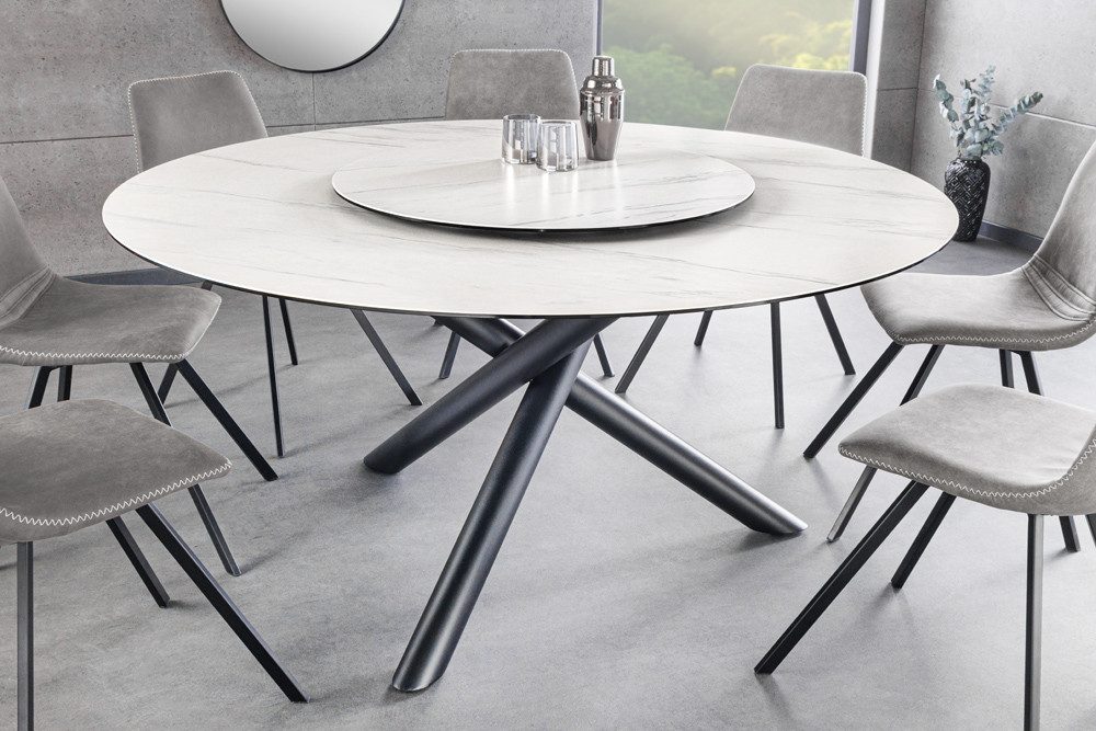 riess-ambiente Esstisch SPIN 150cm weiß / schwarz · Keramik-Tisch mit drehb günstig online kaufen