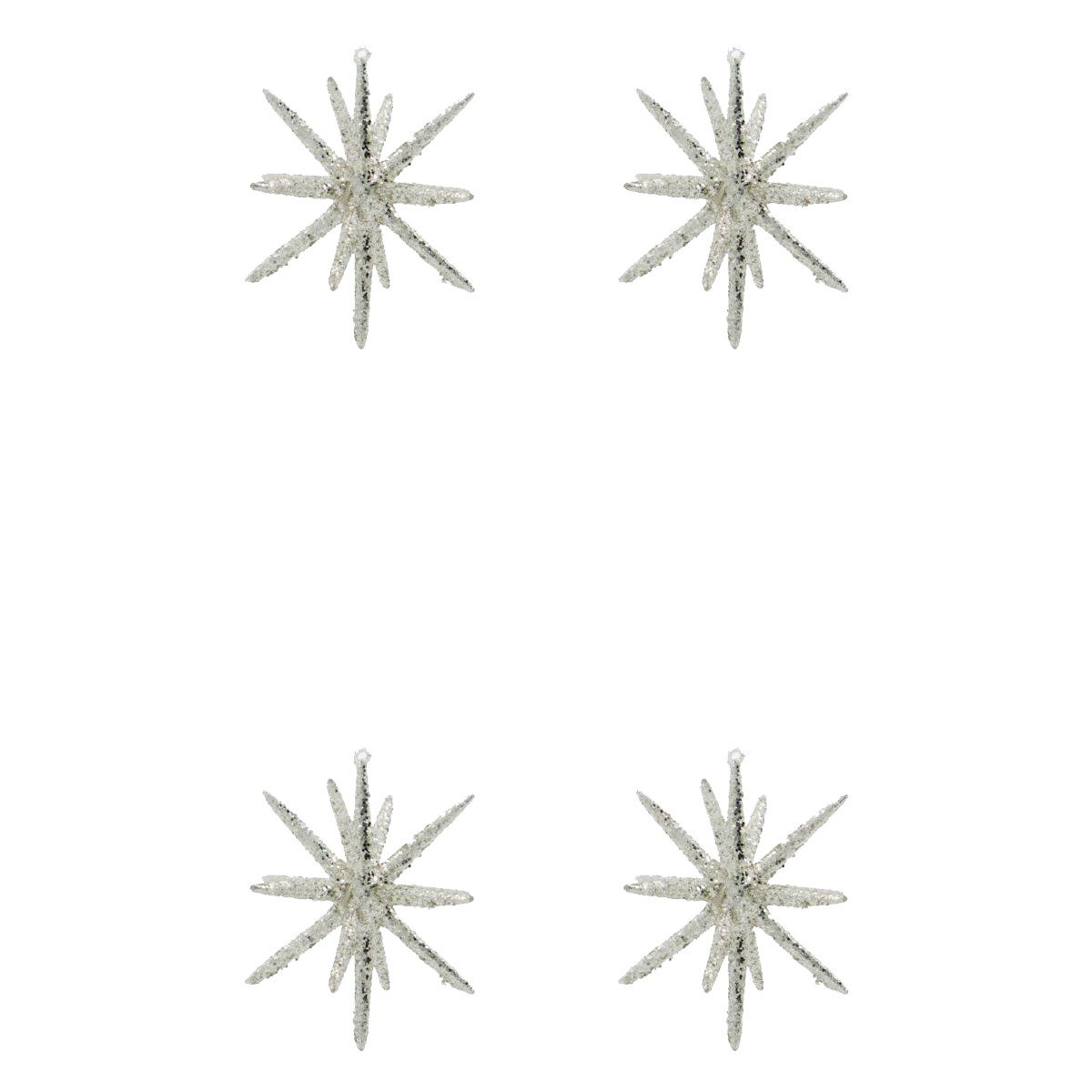 House Doctor Dekoobjekt Ornamente 4er Set SPIKE silber glitzer, Ø 12 cm