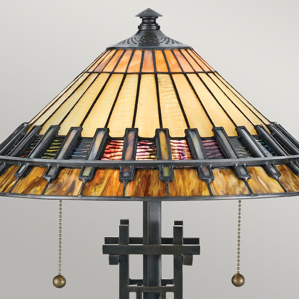 Elstead LIGHTING Schreibtischlampe, Leuchtmittel nicht inklusive, Tischleuchte Beistelllampe Schreibtischlampe Tiffany-Glas Stahl