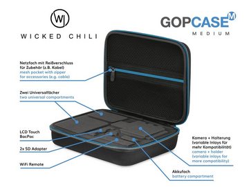 Wicked Chili Kameratasche GOP Case für GoPro Hero 12, 11, 10, 9 - M / XL, Tasche, Tragetasche, Schutztasche für Actioncam SJCAM, Akaso, Surfola