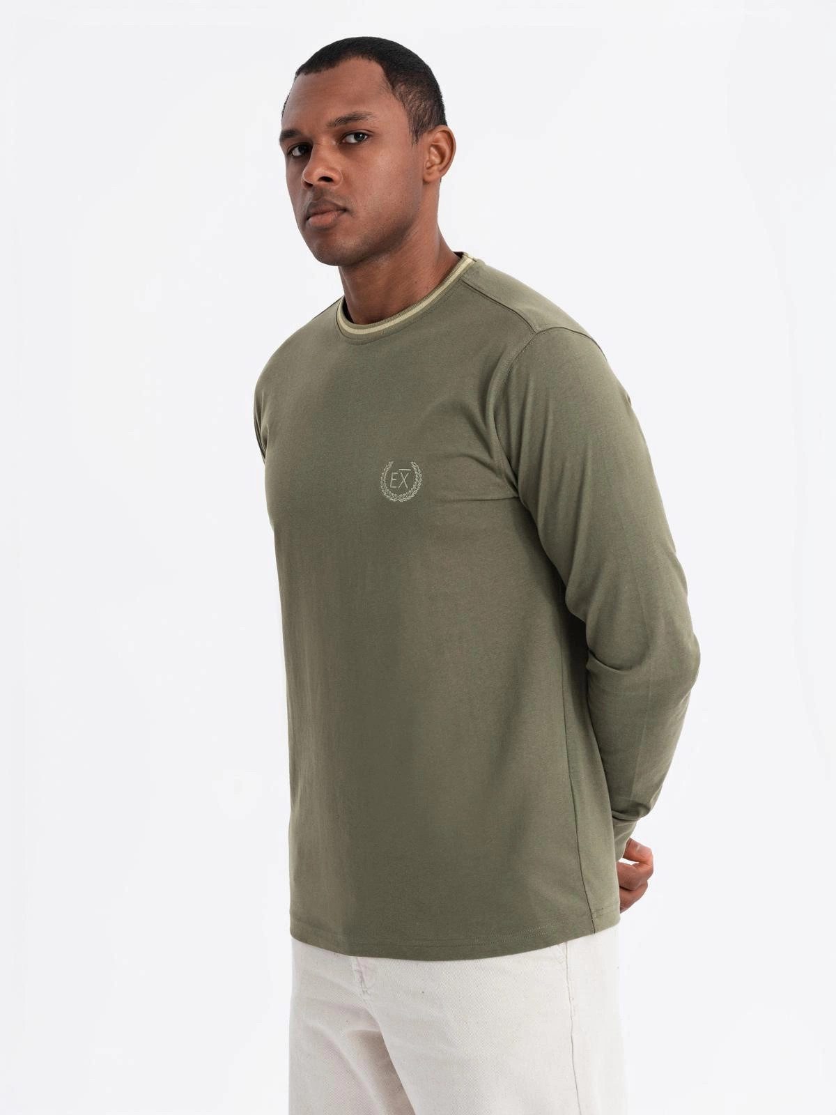 OMBRE Longsleeve Longsleeve aus Baumwolle mit U-Streifen-Ausschnitt und Sti günstig online kaufen