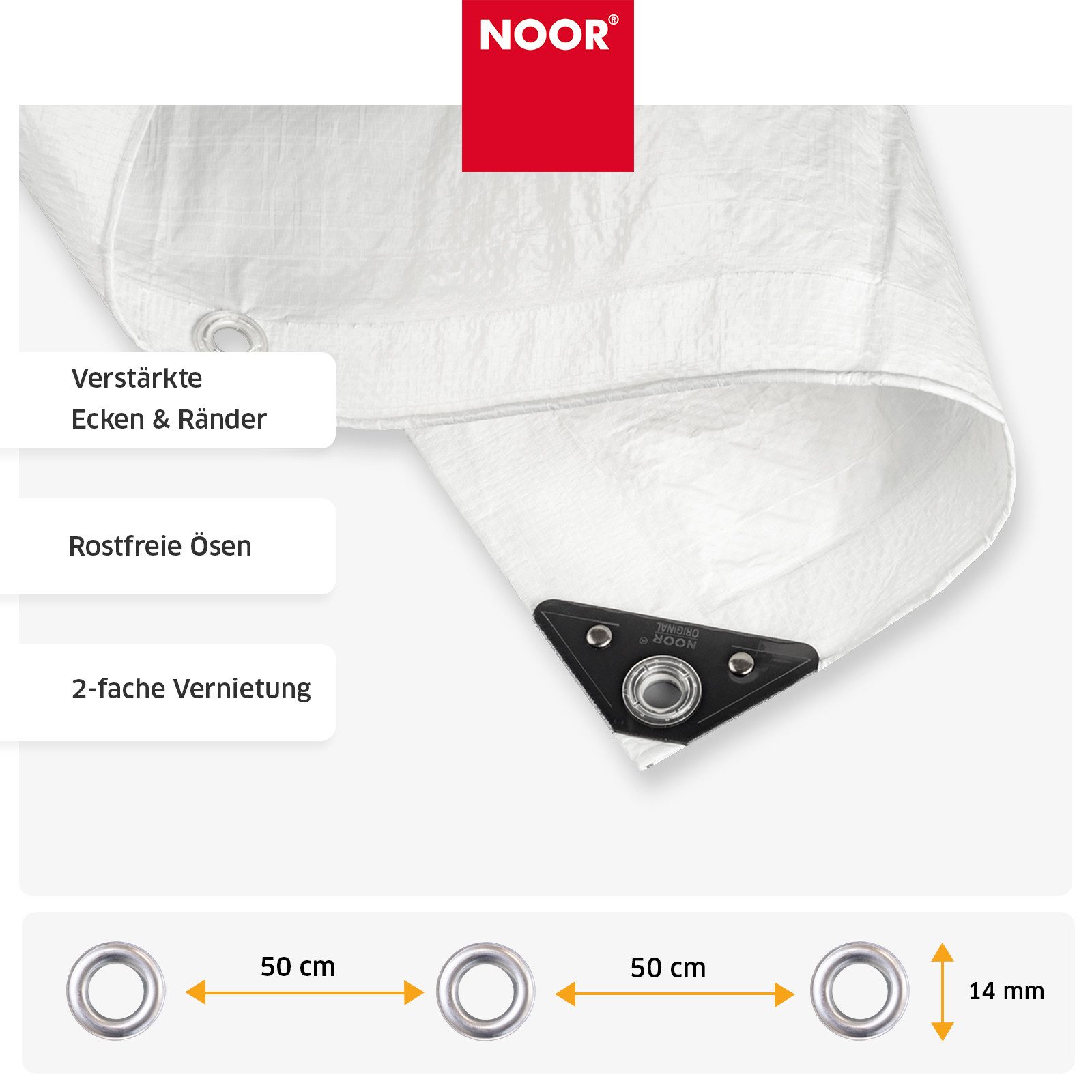 NOOR Schutzplane HOBBY - vielseitige Abdeckplane - 120g/m², Gewebeplane Garten - wasserdicht - Ösen, verstärkte Ecken & Ränder – Bild 3 von 5