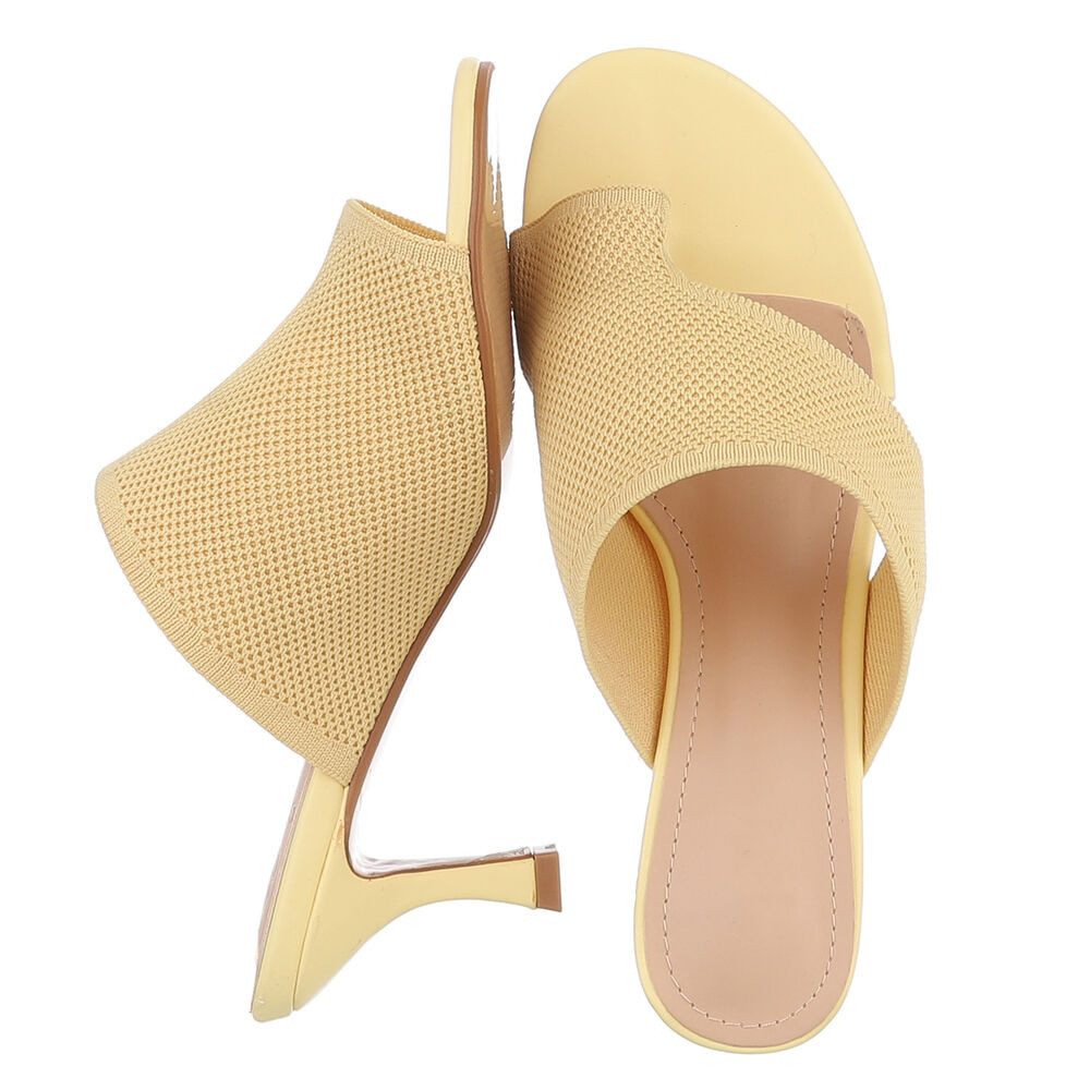 Ital-Design Damen Mule mit Absatz und offenem Design Zehentrenner (91895903) Pfennig-/Stilettoabsatz Sandalen & Sandaletten in Gelb