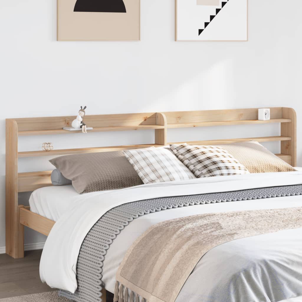 vidaXL Bett Kopfteil mit Ablagen 200 cm Massivholz Kiefer (1-tlg)