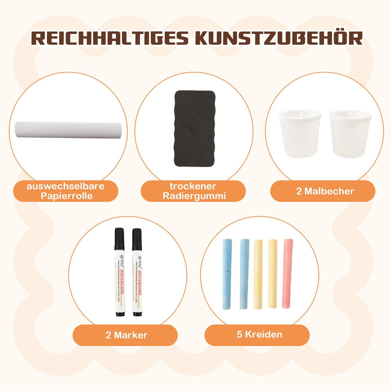 COSTWAY Standtafel 6 in 1 Kinder Staffelei Set, mit Bank