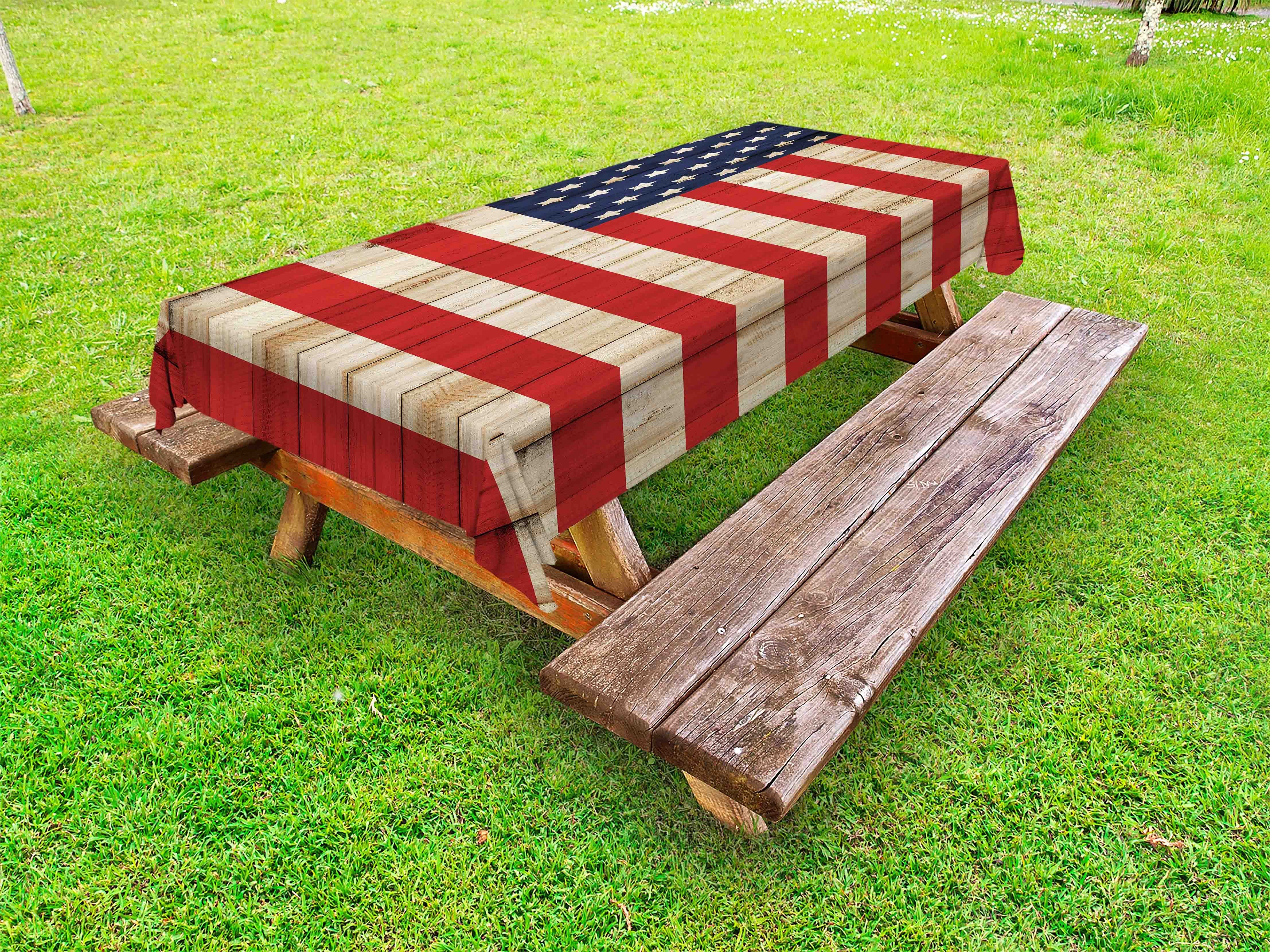 Abakuhaus Tischdecke dekorative waschbare Picknick-Tischdecke, Vereinigte Staaten von Amerika Independence Day im Juli