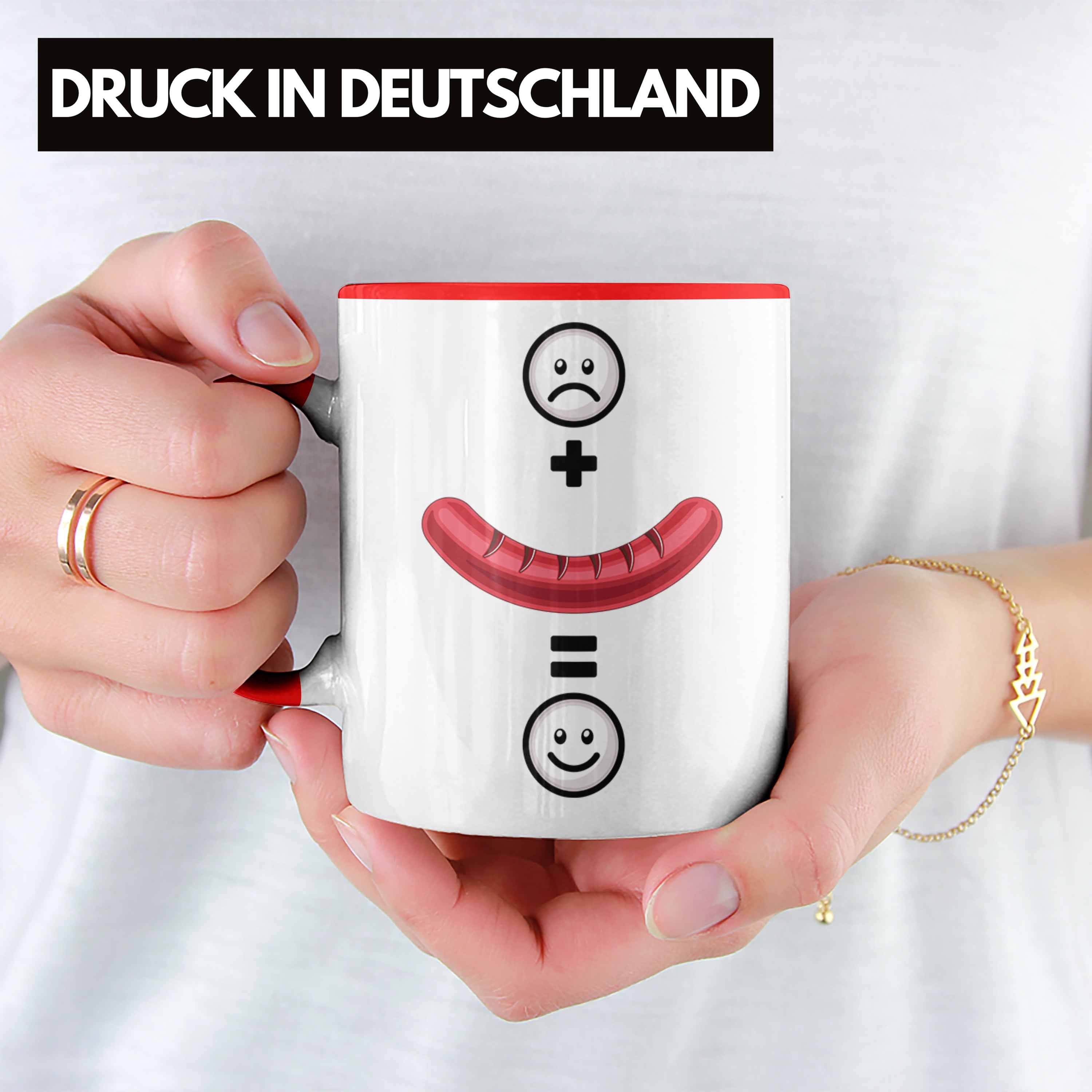 Gesche Tasse Tasse für Lustige Wurst Griller Wurst Trendation :(Wurst) Geschenk Rot