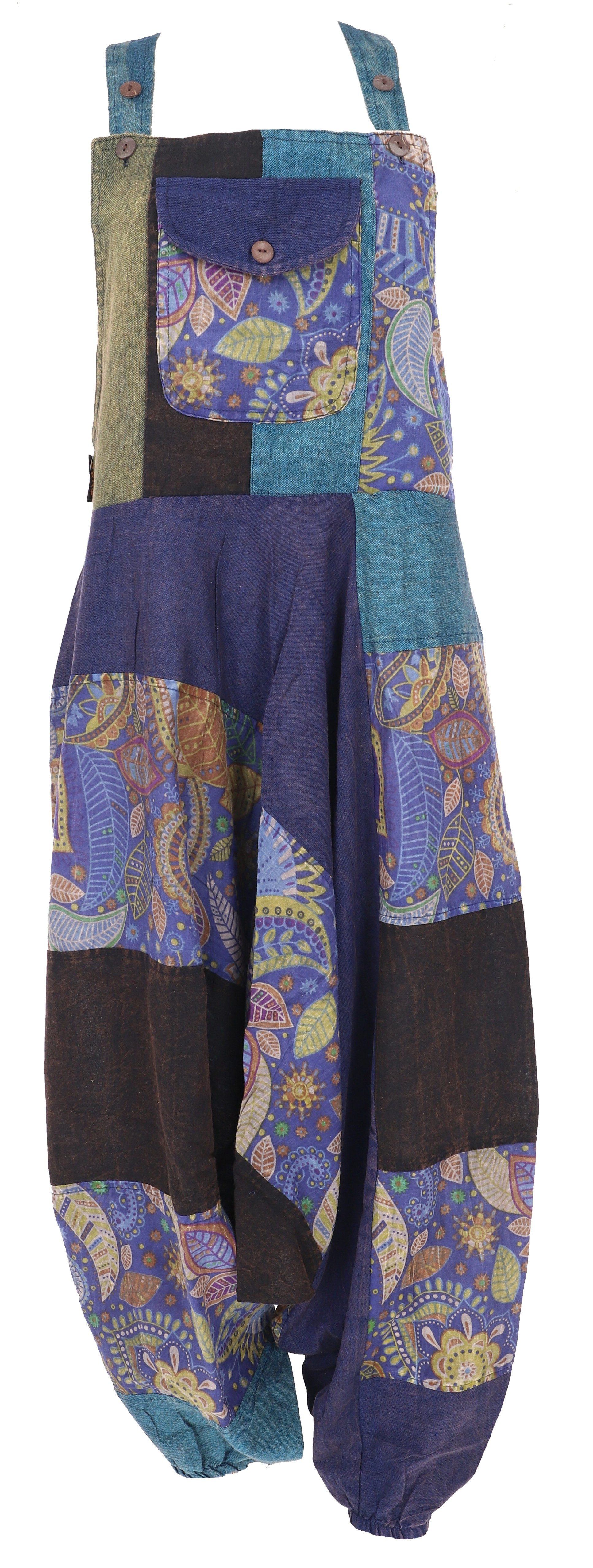 Guru-Shop Relaxhose Unikat Patchwork Boho Latzhose, bunter.. Ethno Style, alternative Bekleidung