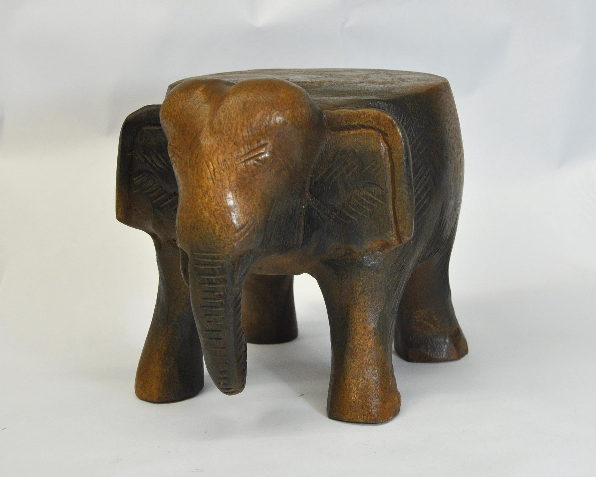 Thaiboo Blumenhocker Elefantentisch - Massivholz - Deko - Blumenständer 17cm