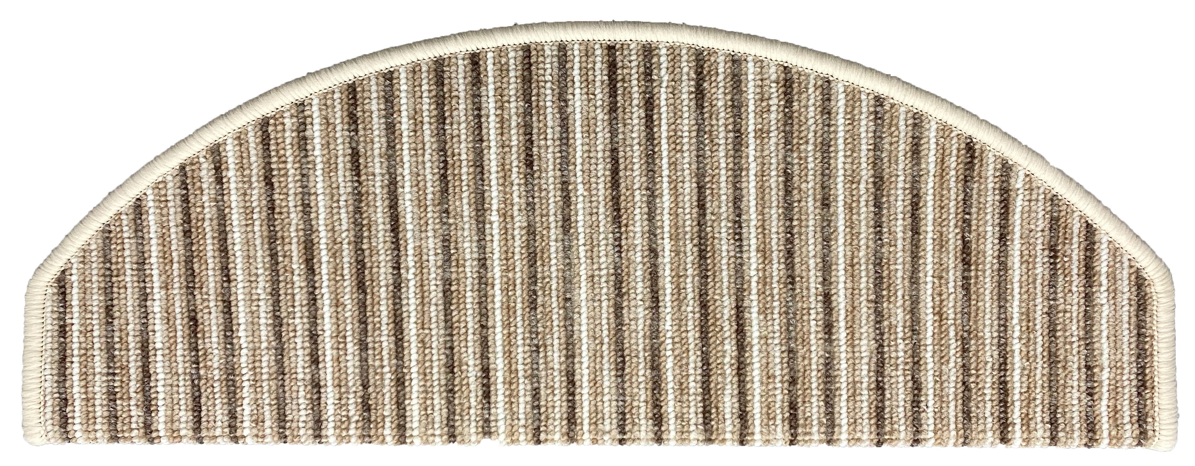 oKu-Tex Stufenmatte RIMINI Stufenmattenset 15 teilig, Nadelfilz, Treppenschutz, mehrfarbig, halbrund, strapazierfähig mit Winkelschiene, selbstklebend, gestreift