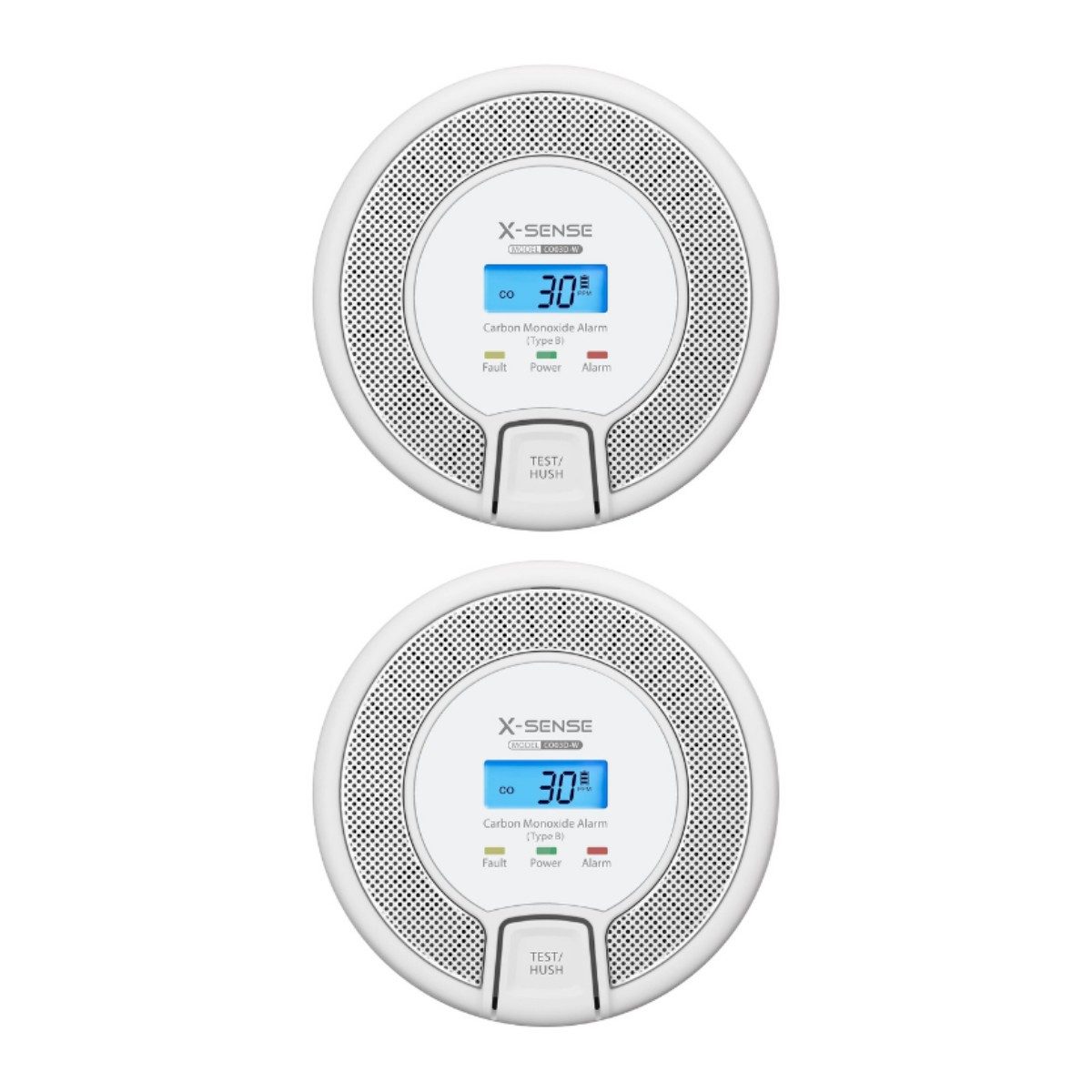 X-SENSE X-Sense CO03D-W Kohlenmonoxidmelder mit Digitalanzeige 2er Set Gasmelder (CO Melder Batterie)