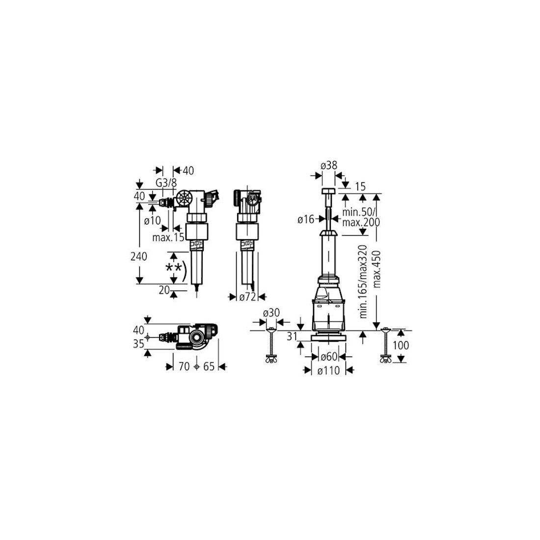 Grohe Unterputz-Spülkasten Servo-Set Austauschgarnitur 43907 mit Füllventil und Ablaufventil