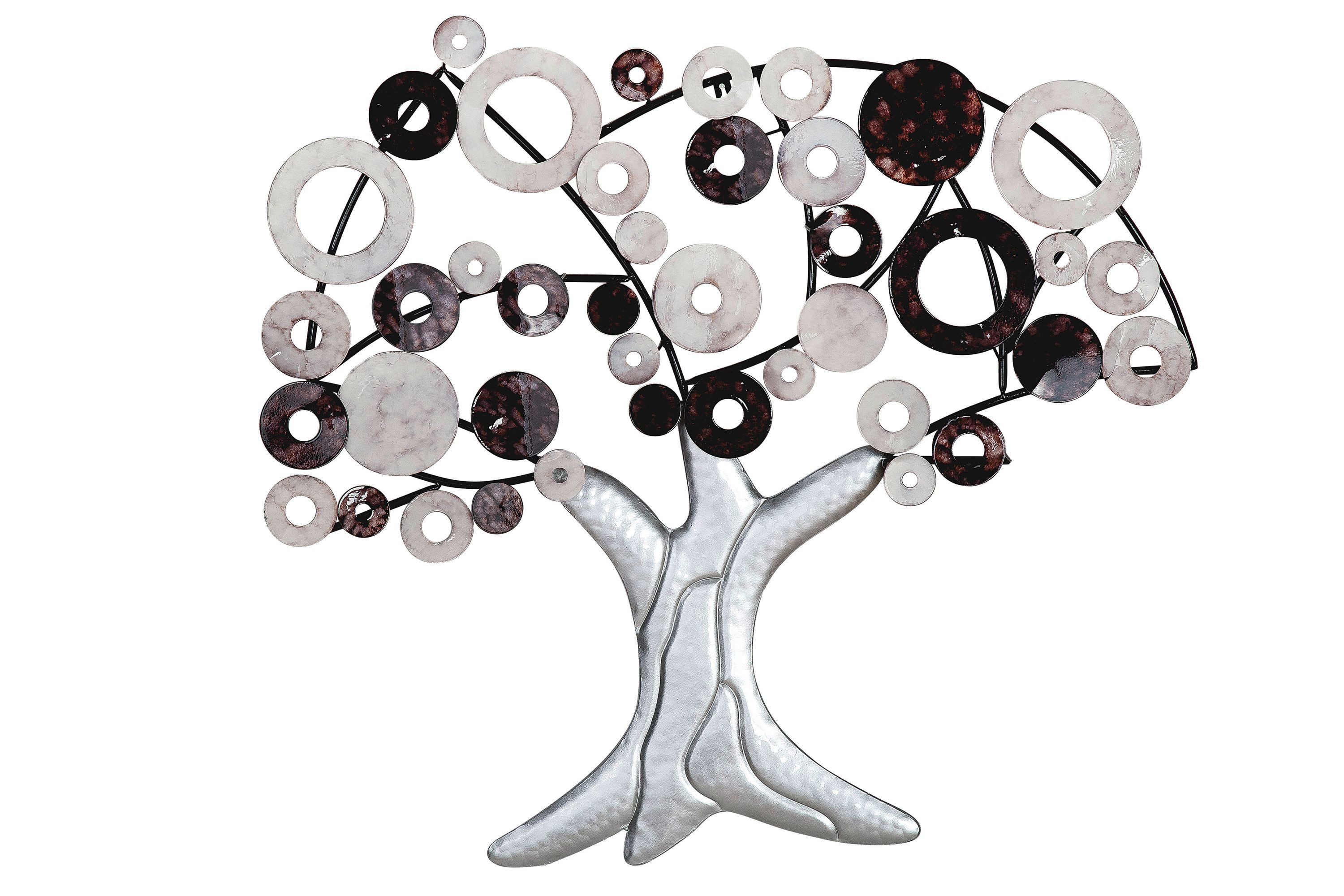 GILDE Wanddekoobjekt GILDE Wandrelief Lebensbaum - silber - H. 79cm x B. 89cm (1 Stück)