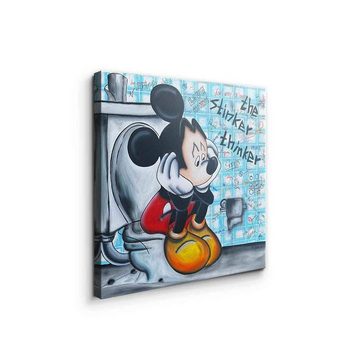 DOTCOMCANVAS® Leinwandbild, Leinwandbild The stinker Thinker Micky Maus Mickey Mouse Bad designed