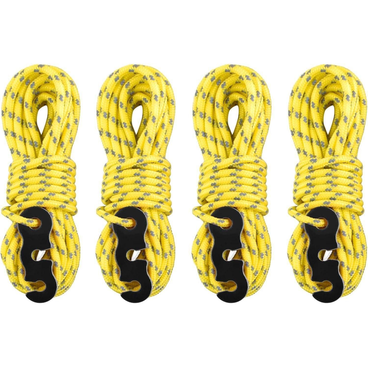 LuxusKollektion Abspannleine Abspannseile reflektierend 4m Seilspanner 01 Gelb (3mm) - 4 Stück