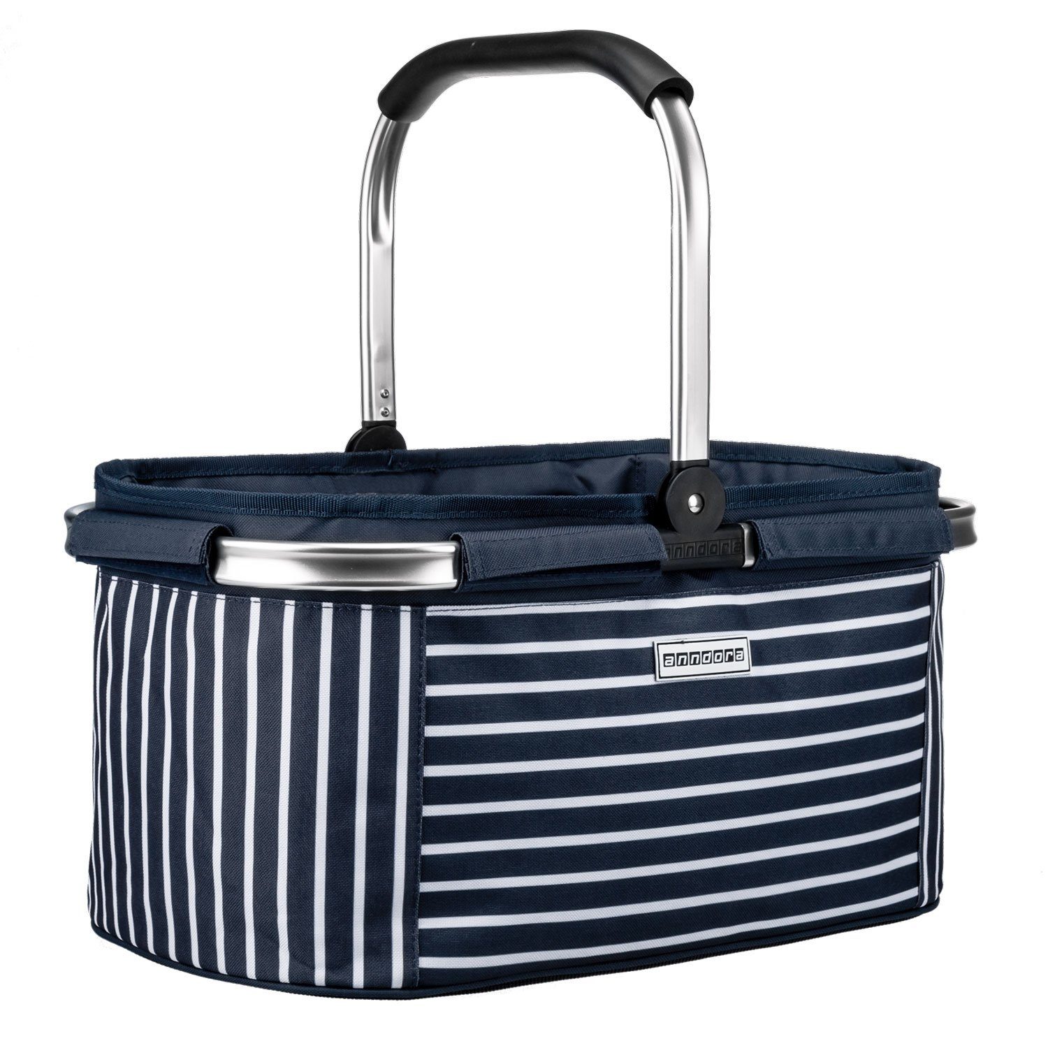 anndora Einkaufskorb mit stabilem Aluminiumrahmen, 22 l, Stoff durch Klettverschluss leicht abnehmbar zum Reinigen