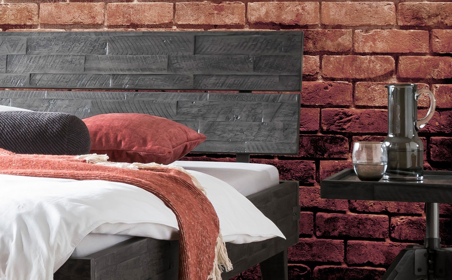 HASENA Bettgestell Aloa, Akazie massiv, mit Massivholzkopfteil, zwei verschiedene Liegehöhen