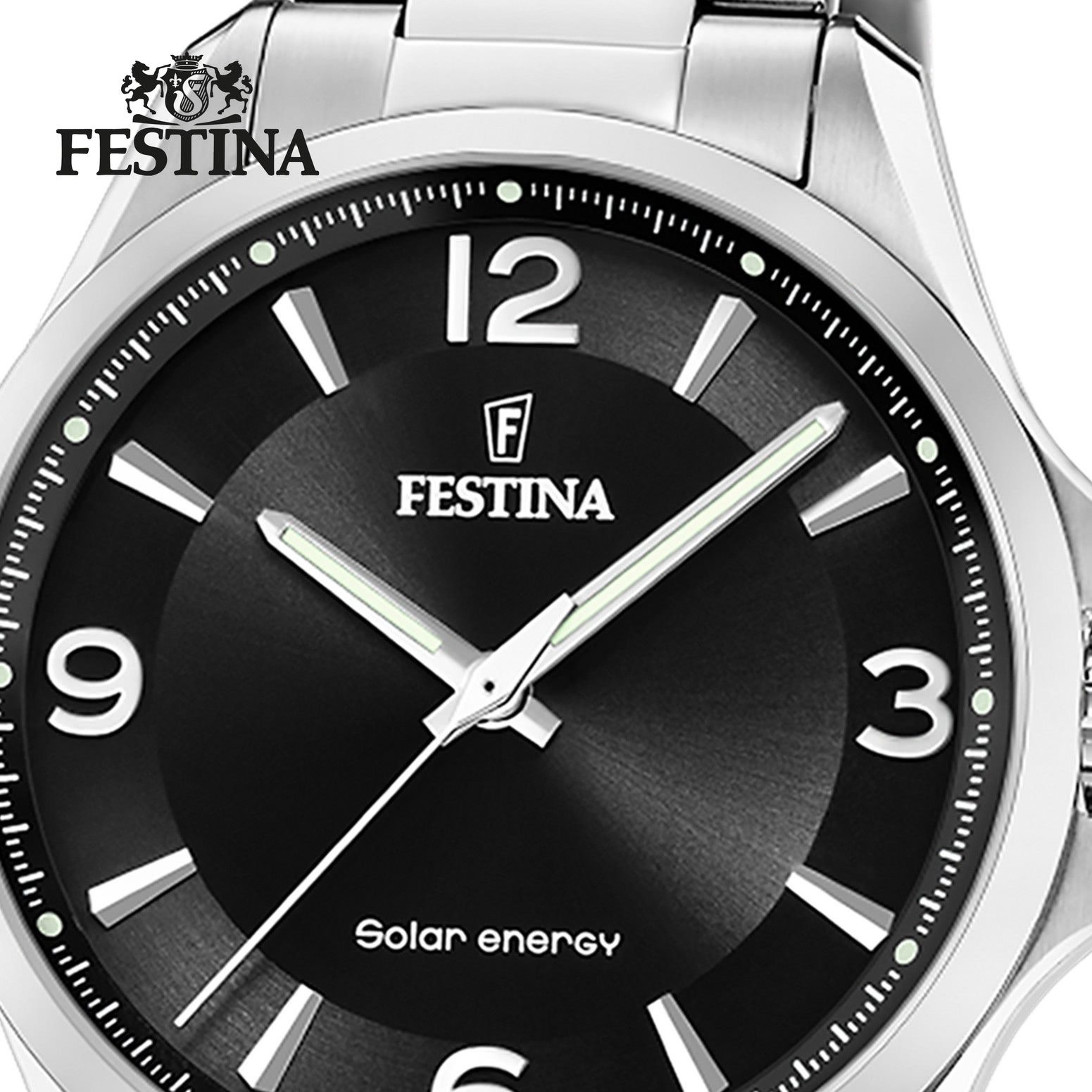 Festina Solaruhr Festina Herrenuhr Edelstahl silber, (Solaruhr), Herren Solaruhr rund, Edelstahlarmband silber, Luxus