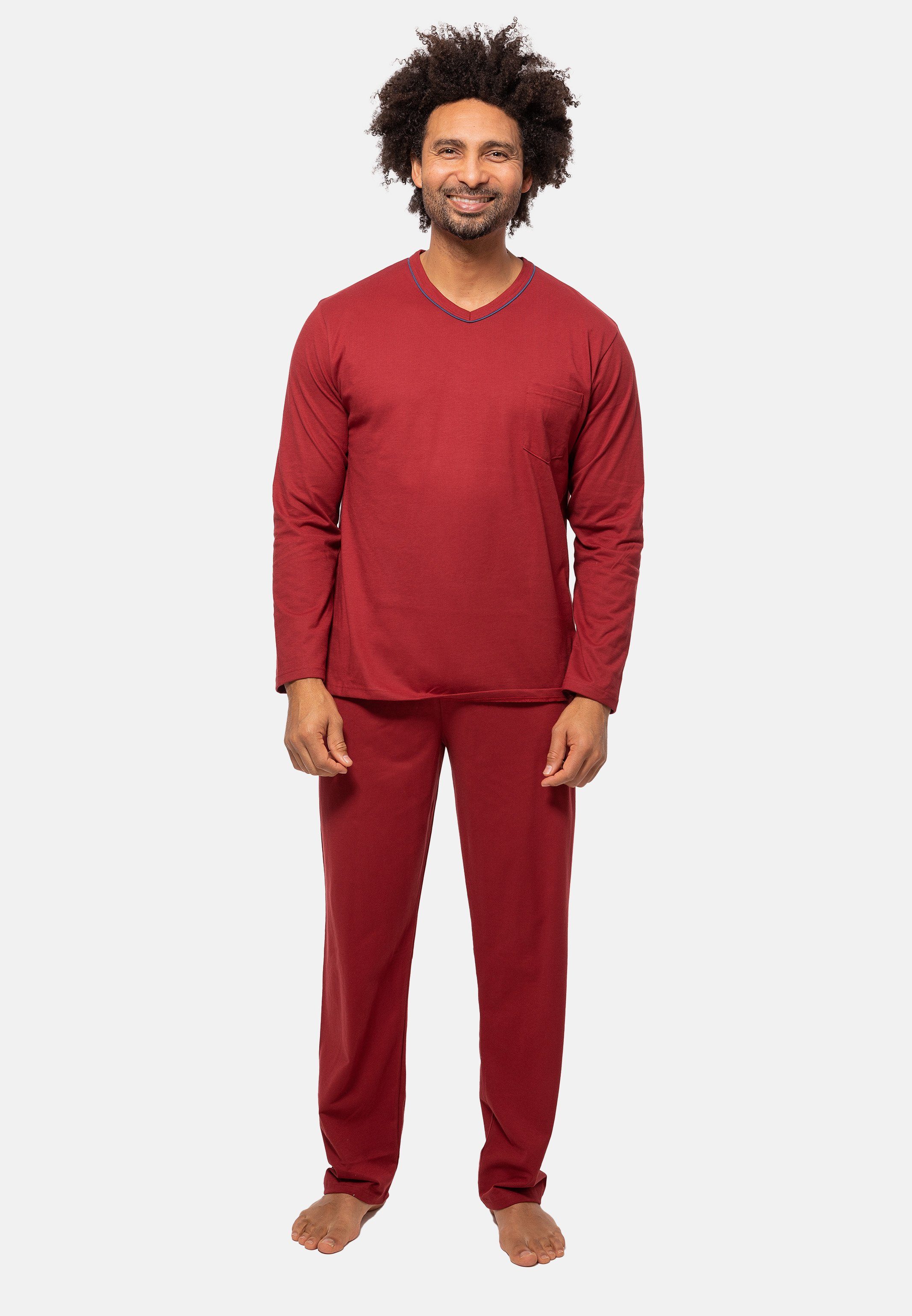 Pure Schnittform, Baumwolle (Set, Pyjama Ammann tlg) 2 - Haut Organic Cotton Merlot - der Lockere Schlafanzug Angenehm auf