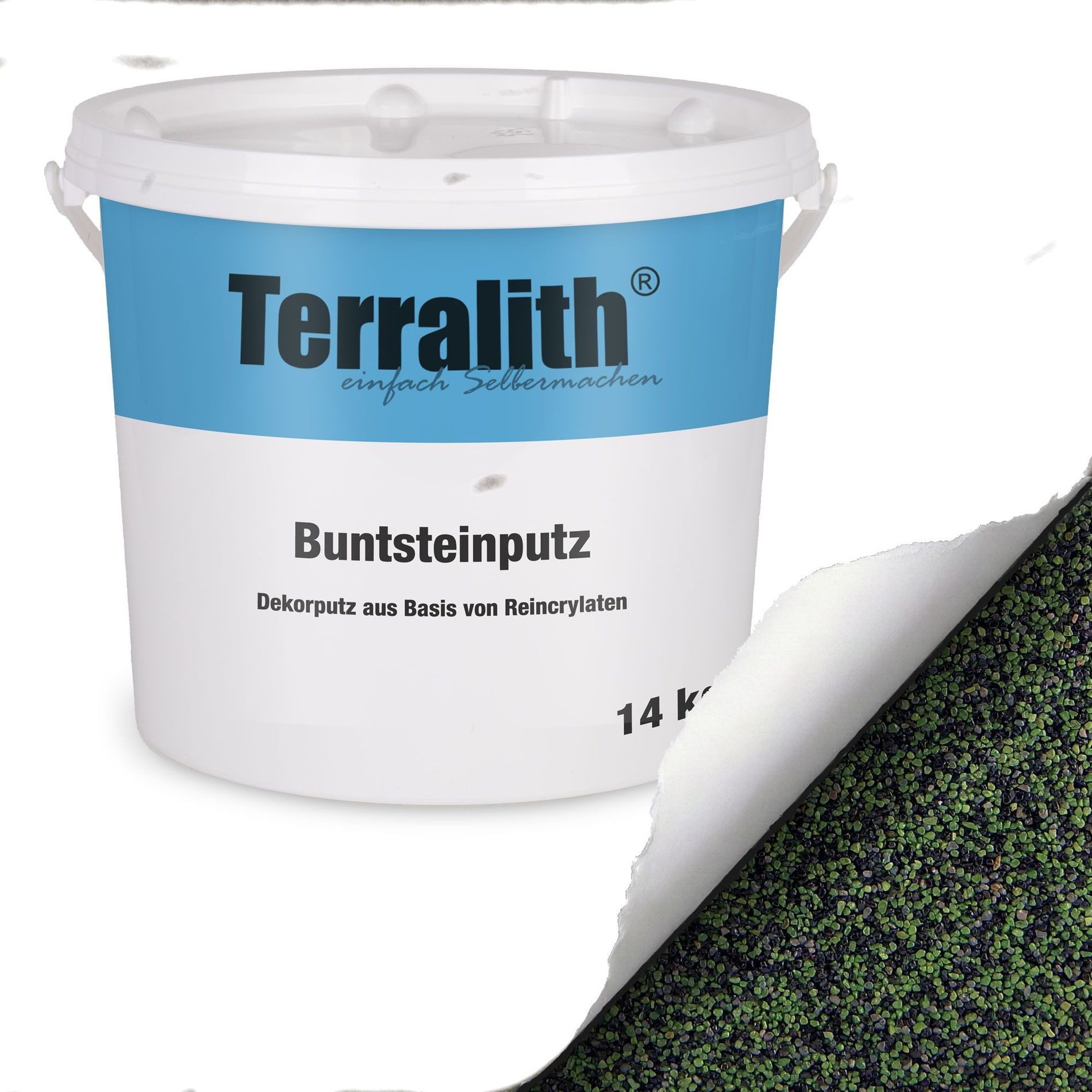Terralith® Kunstharzputz Buntsteinputz Mosaikputz 2mm -14 kg- BSP34 (Eimer, Verarbeitungsfertig) Dekorationsputz aus Marmor-Granulat bzw. eingefärbter Körnung