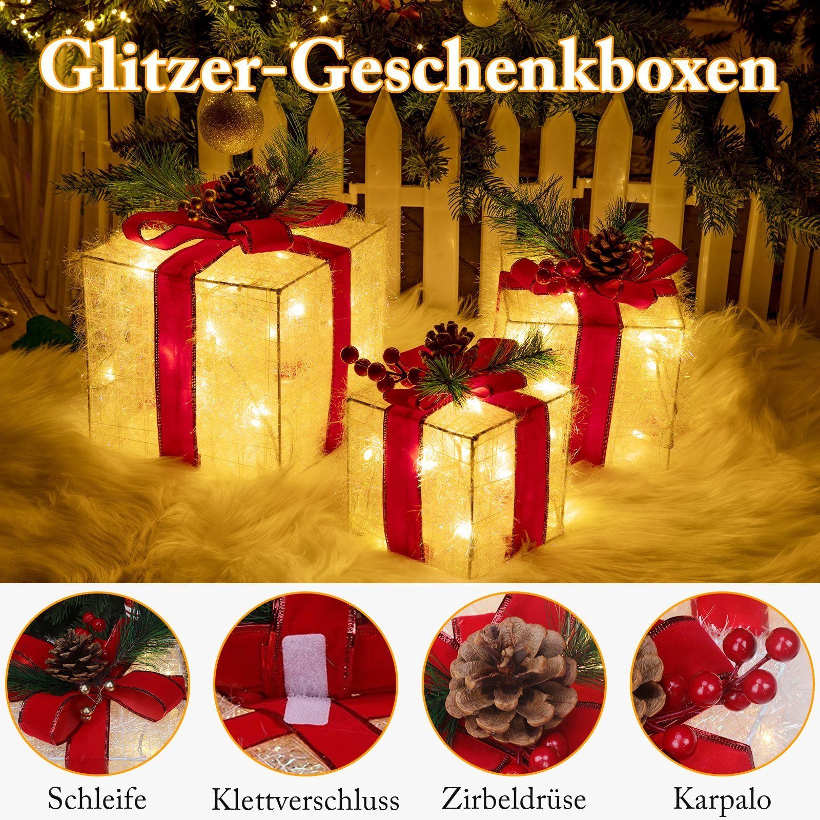 Elegear Weihnachtsfigur 3er-Set LED Geschenkbox Weihnachten günstig online kaufen