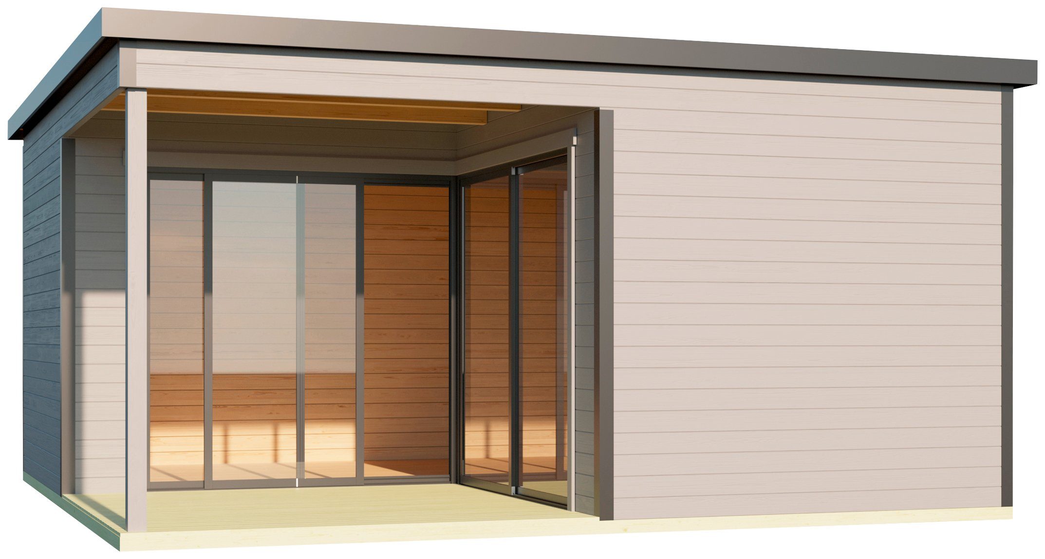 LASITA MAJA Gartenhaus DOMEO 6 LOGGIA LICHTGRAU/ANTHRAZIT, BxT: 519,6x519,6 cm, (Set), mit Überdachung, Fundamentmass 5000 x 5000, Lichtgrau