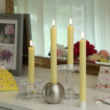 Deluxe Homeart LED-Kerze LED Stabkerzen Mia Tafelkerzen Echtwachs flackernd H: 15cm gelb 2Stk (2-tlg)