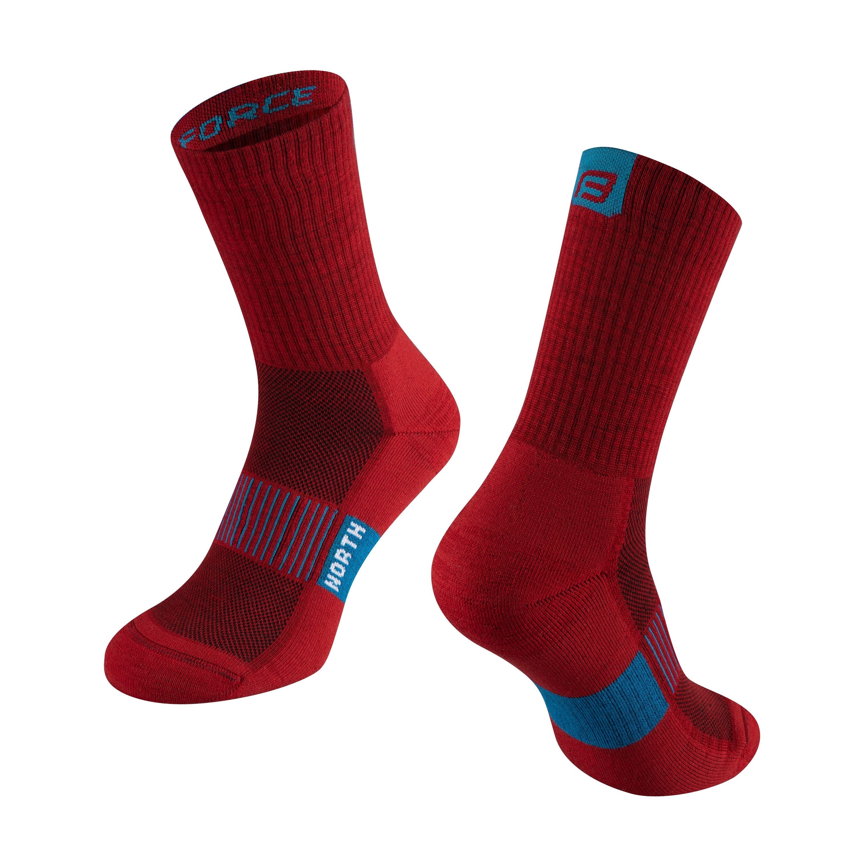 FORCE Sportsocken FORCE Merino Socken NORTH Thermo, S-M/36-41 Rot
