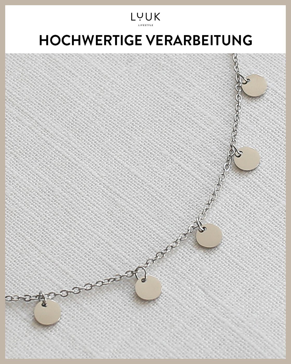 LIFESTYLE Edelstahlarmband LUUK Plättchen, Happiness Silber mit Spruchkarte