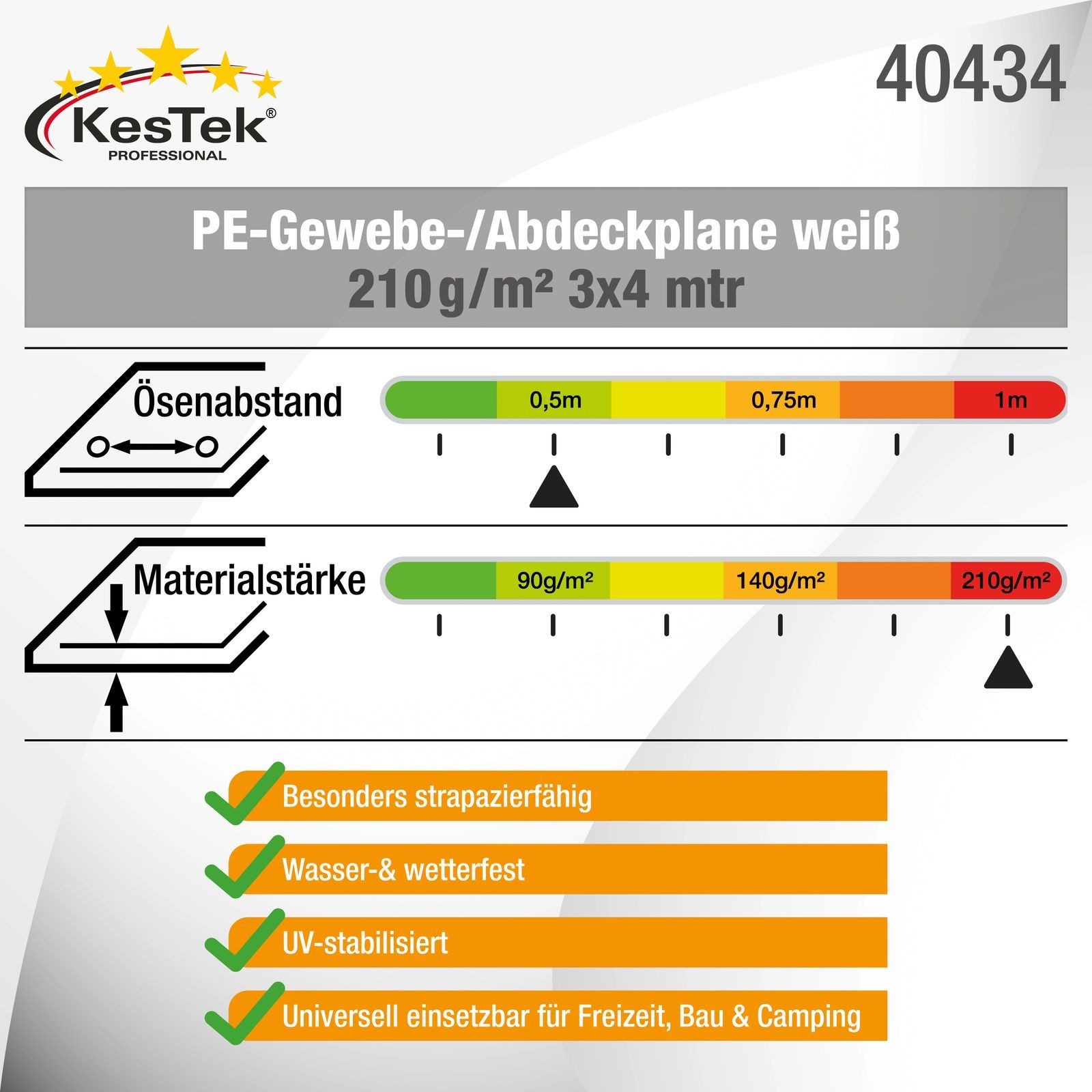 KesTek Schutzplane PE Gewebe-/Abdeckplane weiß 210 günstig online kaufen