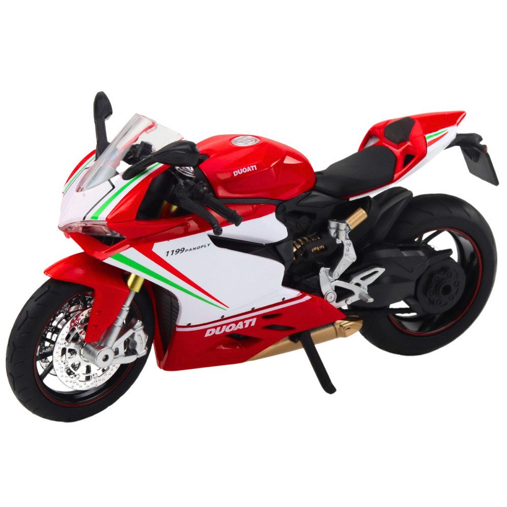 LEAN TOYS Modellmotorrad Sammlermodell Rennmaschine Sportmotorrad, Maßstab 1:12, (Spar-Set, 1-tlg., 17x6,3x9,3 cm beweglich), Licht- & Geräuscheffekte, Federung, drehbare Räder