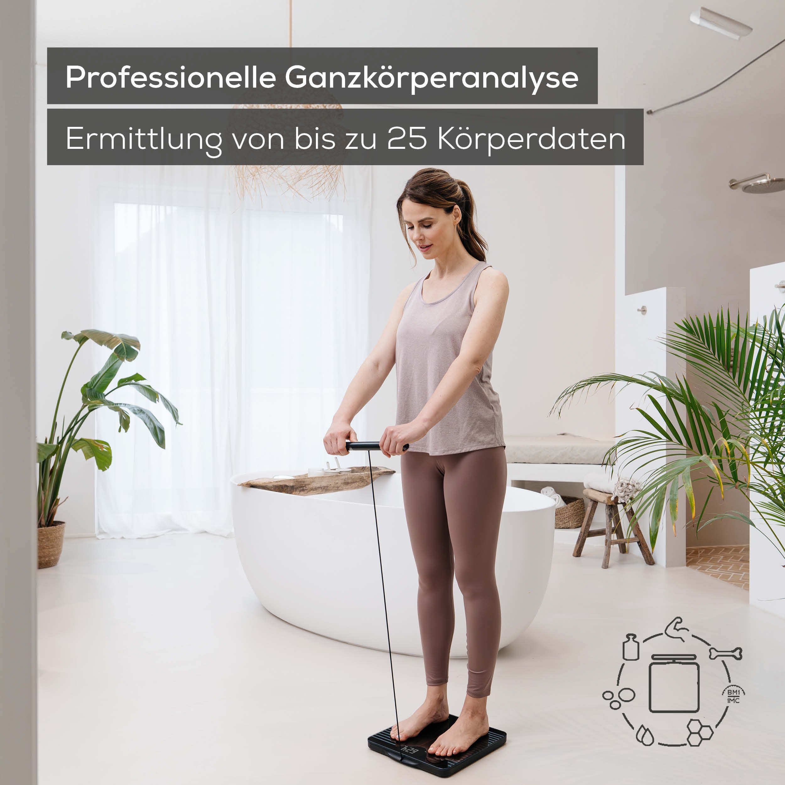 BEURER Körper-Analyse-Waage BF 990 Diagnosewaage zur Ganzkörperanalyse, 180 kg, App-Verbindung, Mit Handsensoren und App-Anbindung via WIFI/Bluetooth, 25 Messwerte