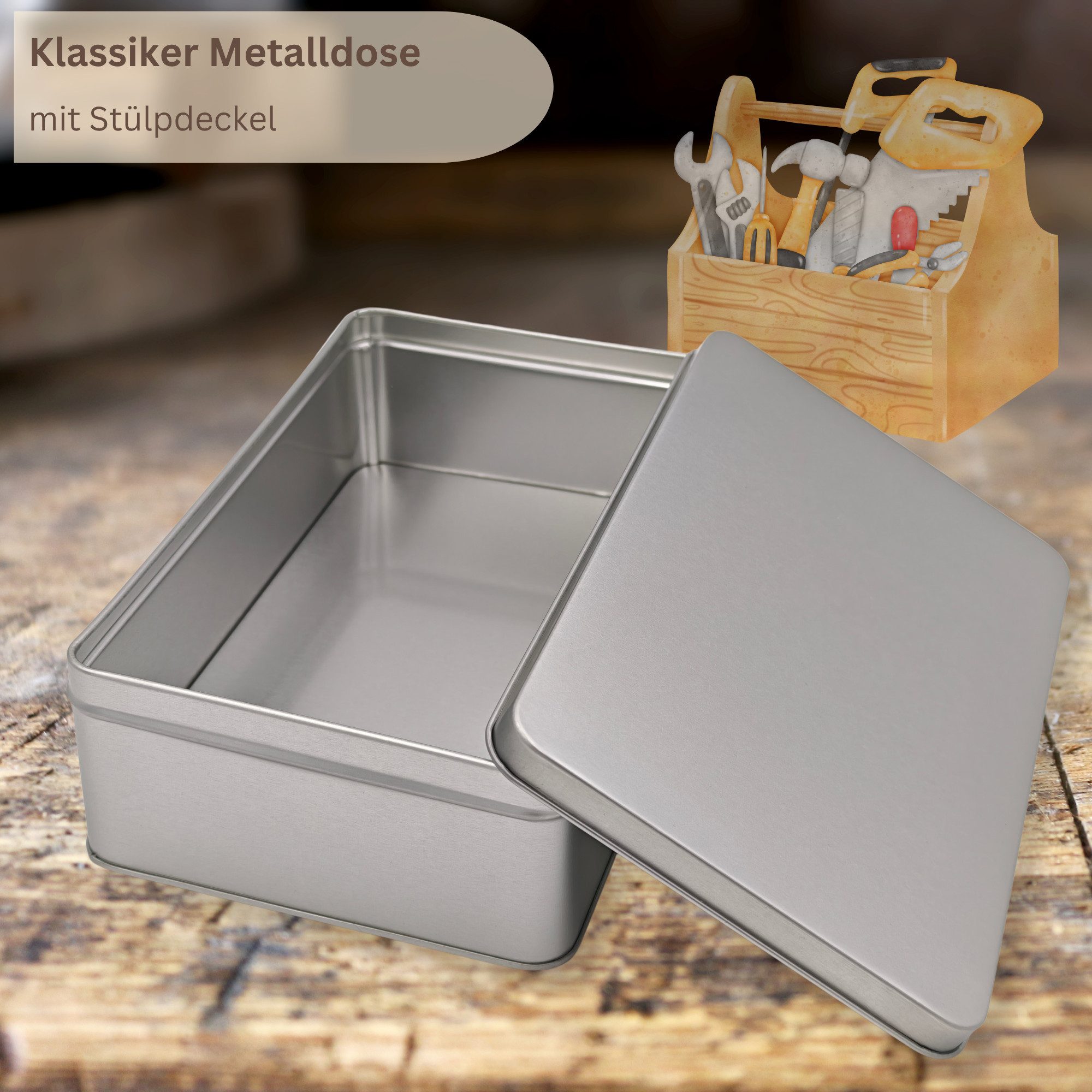 MediMuc Keksdose Klassiker Vorratsdose mit Stülpdeckel Flach, Metalldose – Bild 4 von 5