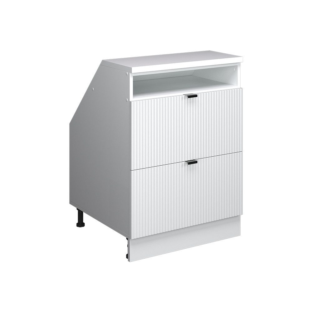 Vicco Kommode Rion, Weiß Riffel, 60 x 81.6 cm mit 2 Schubladen, Schrankkorpus 60... (1 St)