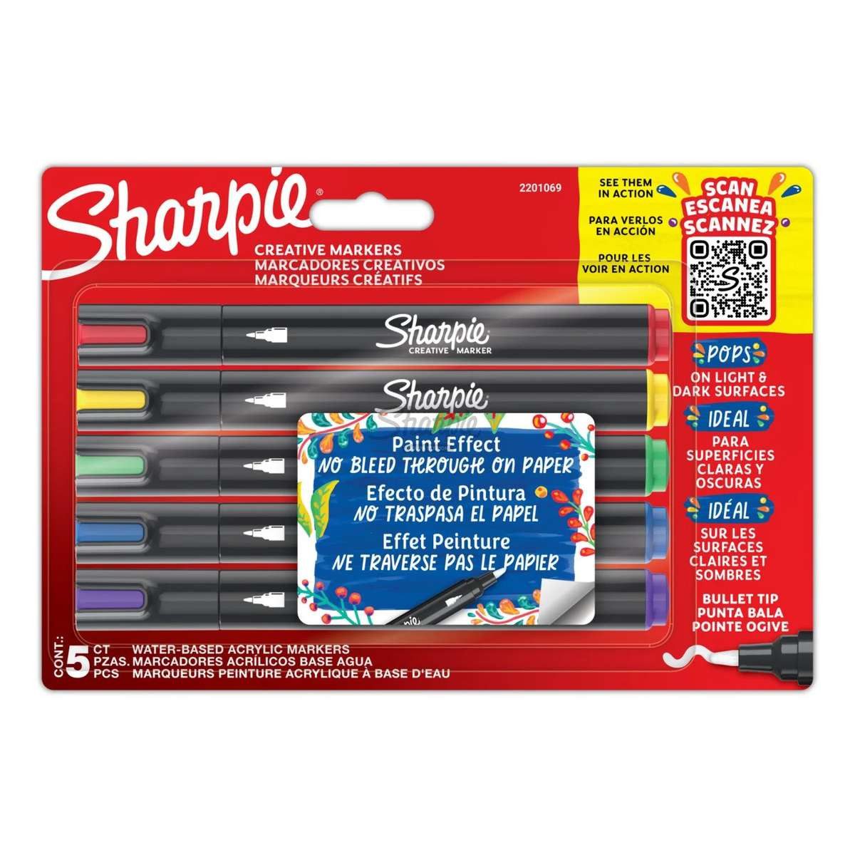 Sharpie Marker Sharpie 2201069 Marker 5 Stück(e) Rundspitze Blau, Grün, Rot, Violett