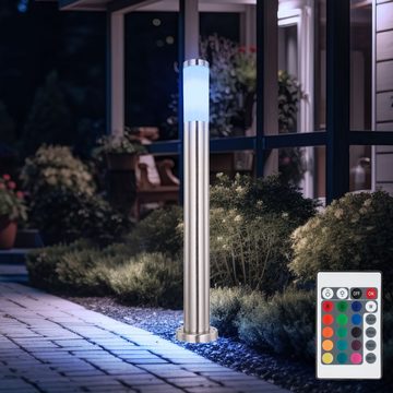 etc-shop LED Außen-Stehlampe, Leuchtmittel inklusive, Warmweiß, Farbwechsel, Außen Stehlampe Edelstahl Standleuchte Garten