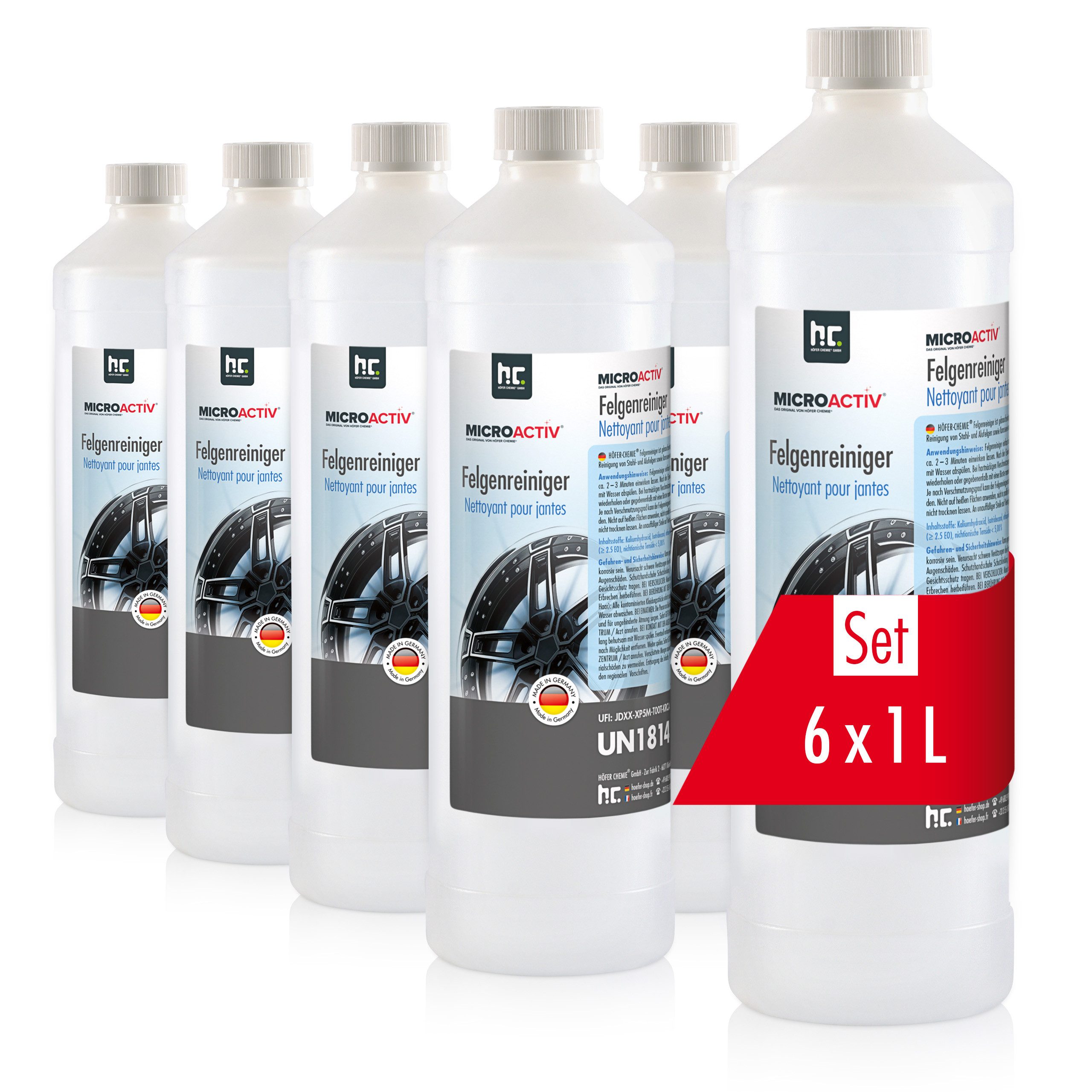 Höfer Chemie GmbH 6x 1 L Microactiv® Felgenreiniger - anwendungsfertig Felgenreiniger