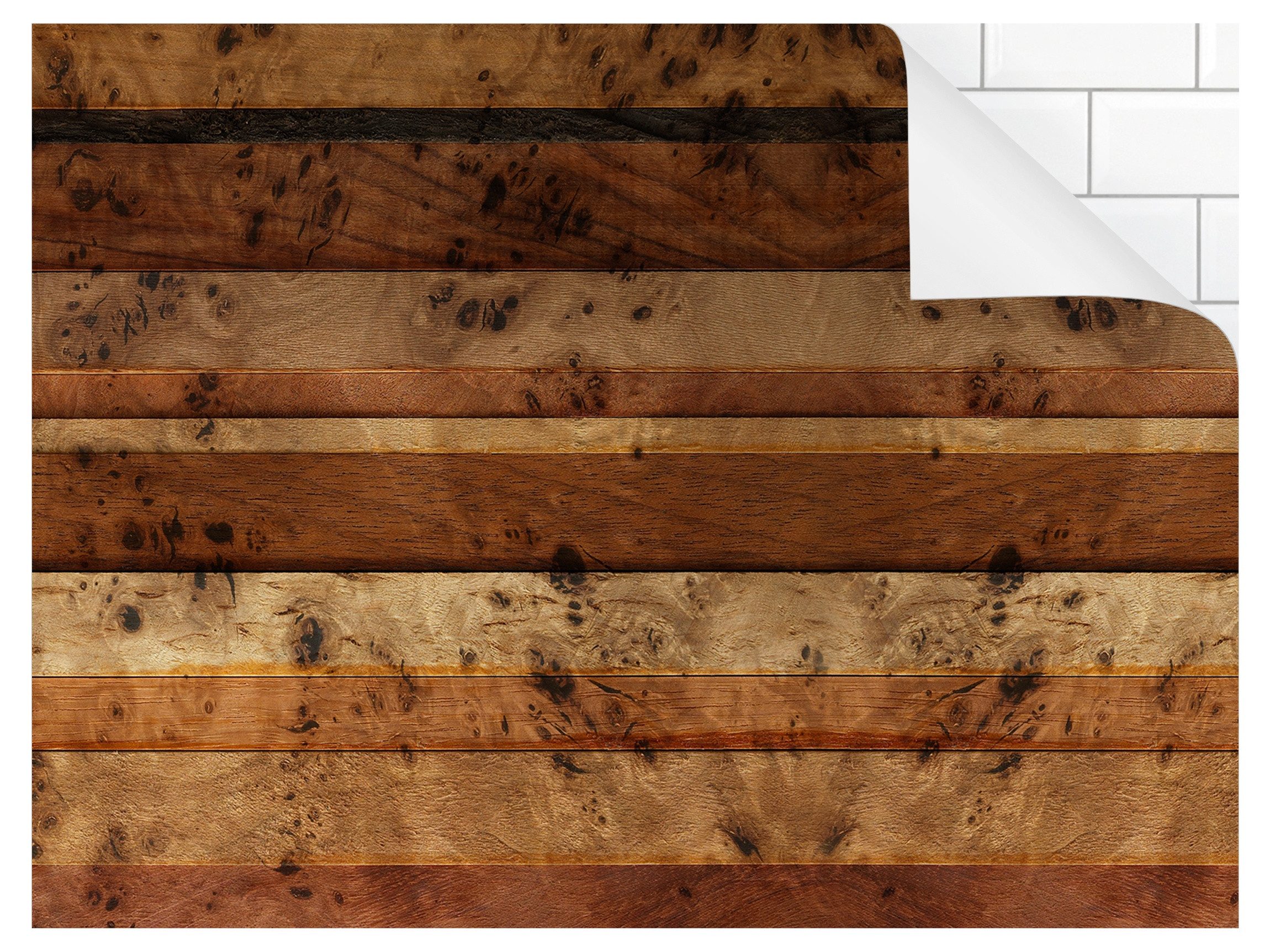 Bilderdepot24 Küchenrückwand selbstklebend braun Muster Landhaus, (1-tlg., Nischenrückwand - für Fliesenspiegel ohne Bohren - matt), Nischenrückwand Holzoptik fugenlos Wandpaneel Küche Herd