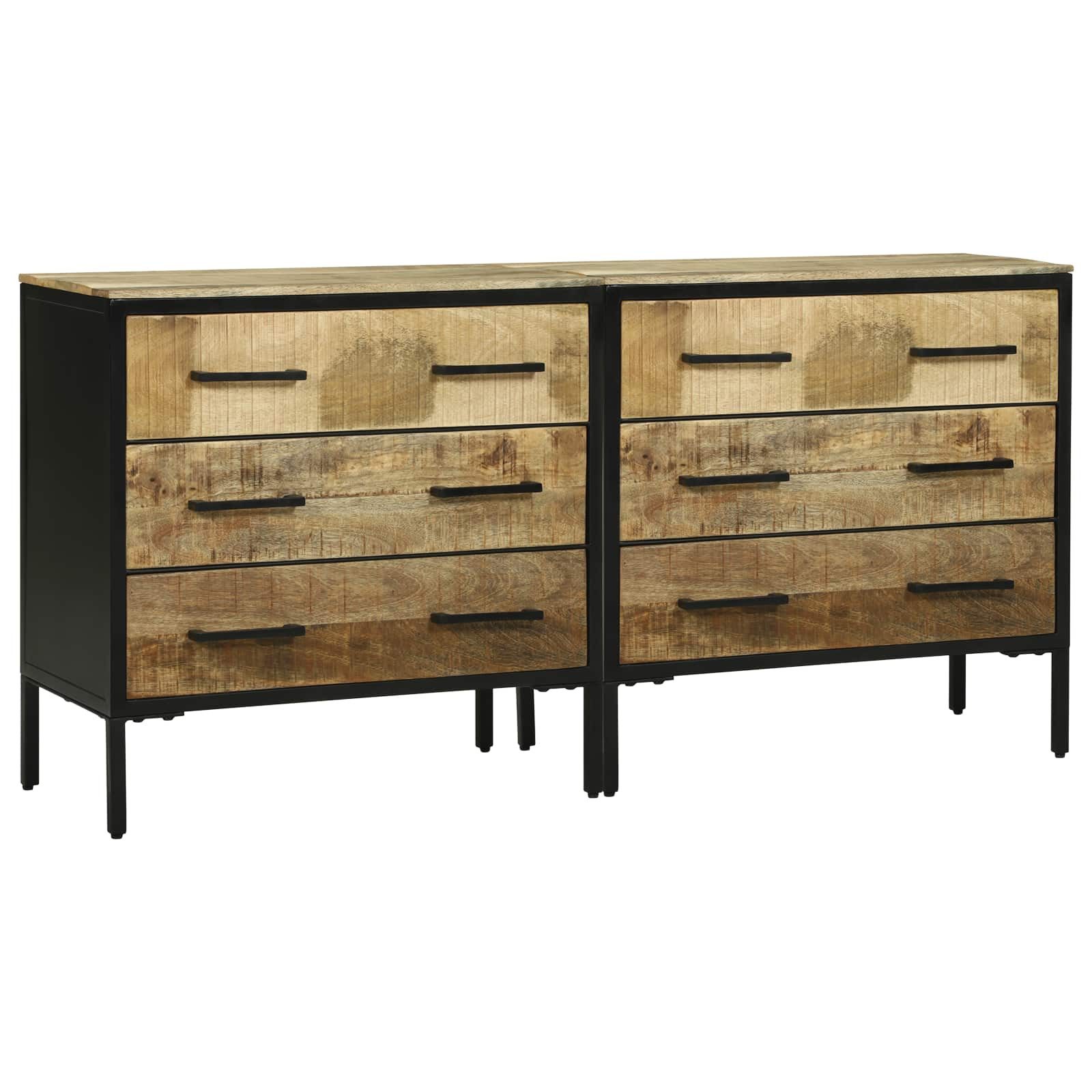vidaXL Wohnzimmer-Set Sideboards 70 x 35 x 70 cm Braun Raues -Massivholz, (1-St)
