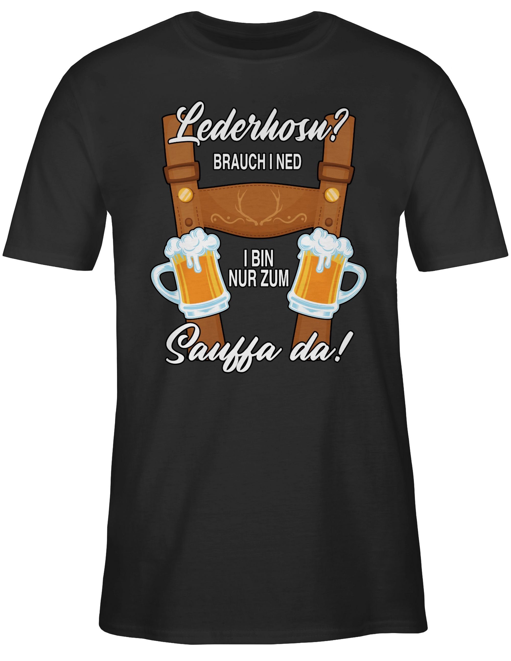 für Trachten Schwarz T-Shirt Sauffa Mode Lausbub Outfit Shirtracer Oktoberfest Herren 01 Lederhose