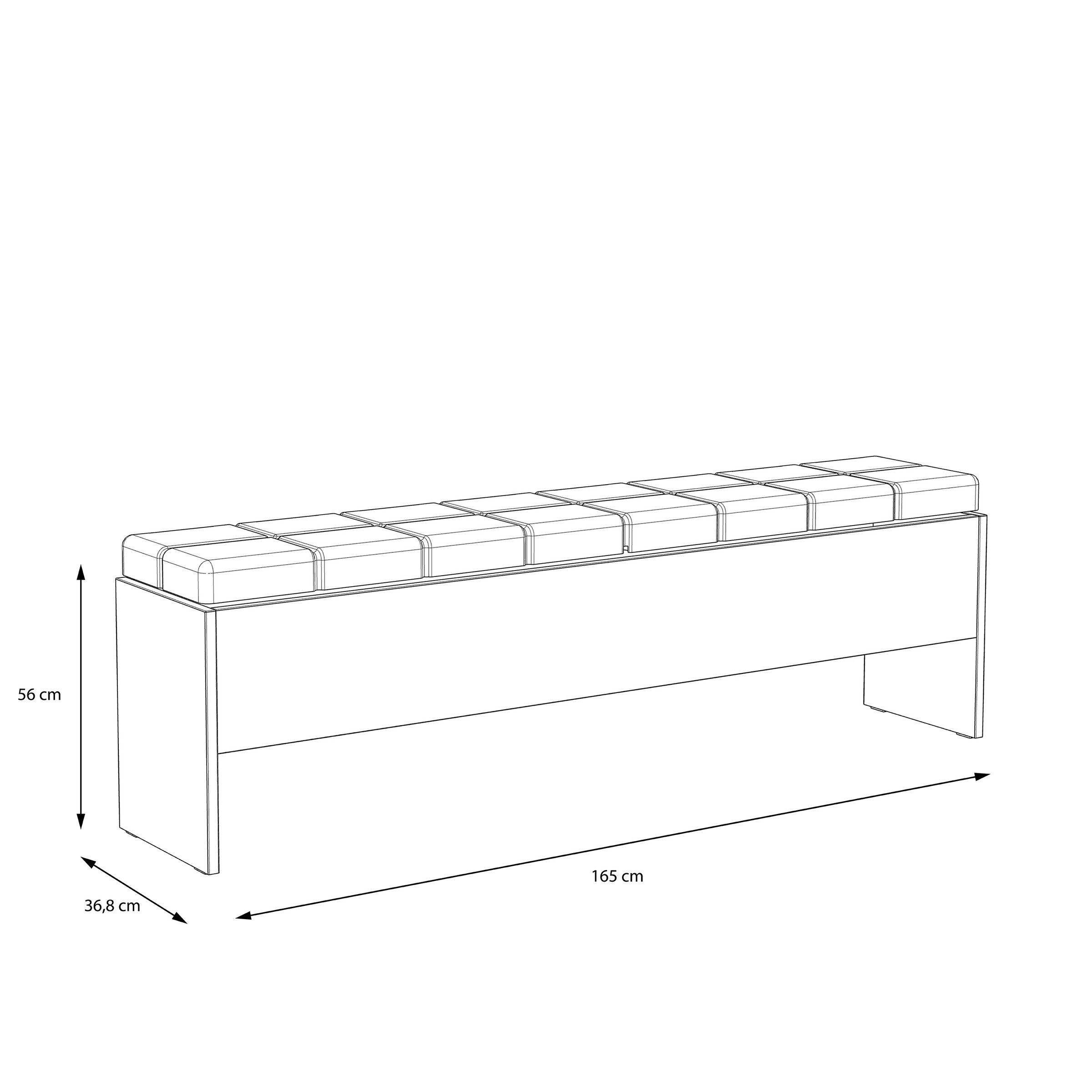 FORTE Sitzbank in Schwarz Eiche/ Schlammeiche - 165x54x34,8cm (BxHxT)