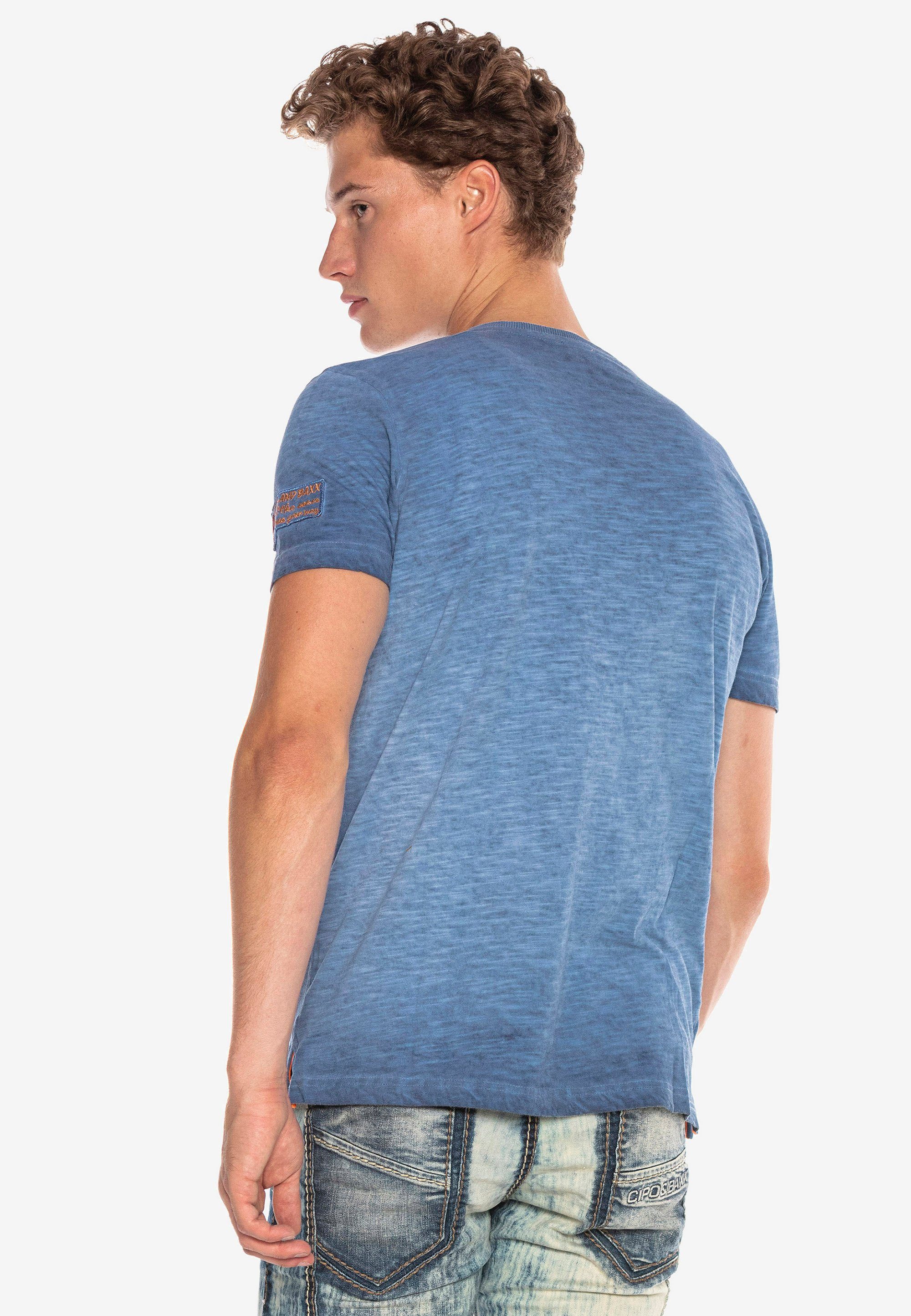 & Cipo T-Shirt kleinem Logo-Patch indigo mit Baxx