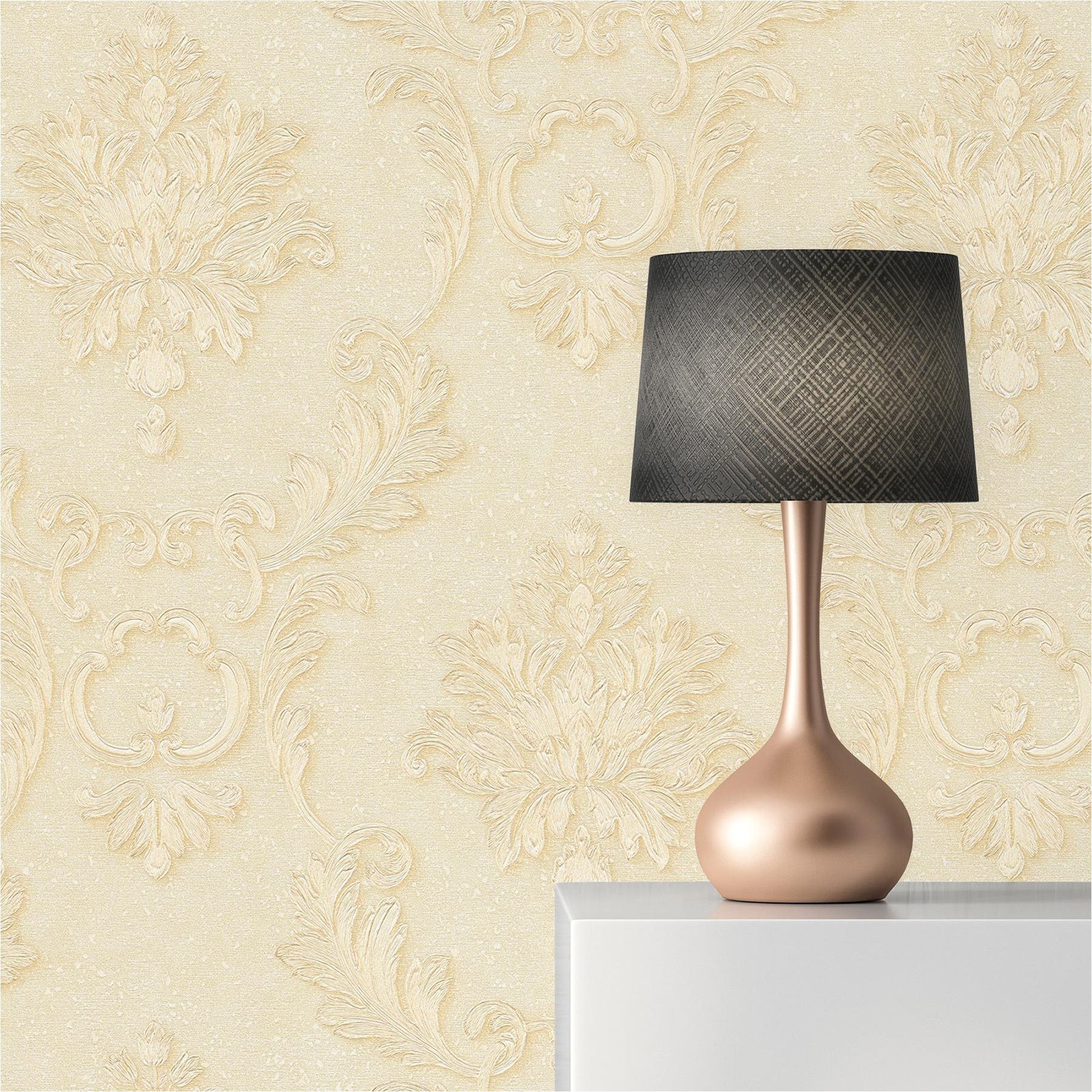 Vliestapete Tapete Barock Jacopo M1-No.2292, Vliestapete, Creme, Gold, Ornamen