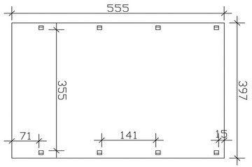 Skanholz Einzelcarport Friesland, BxT: 397x555 cm, 351 cm Einfahrtshöhe, für Caravan