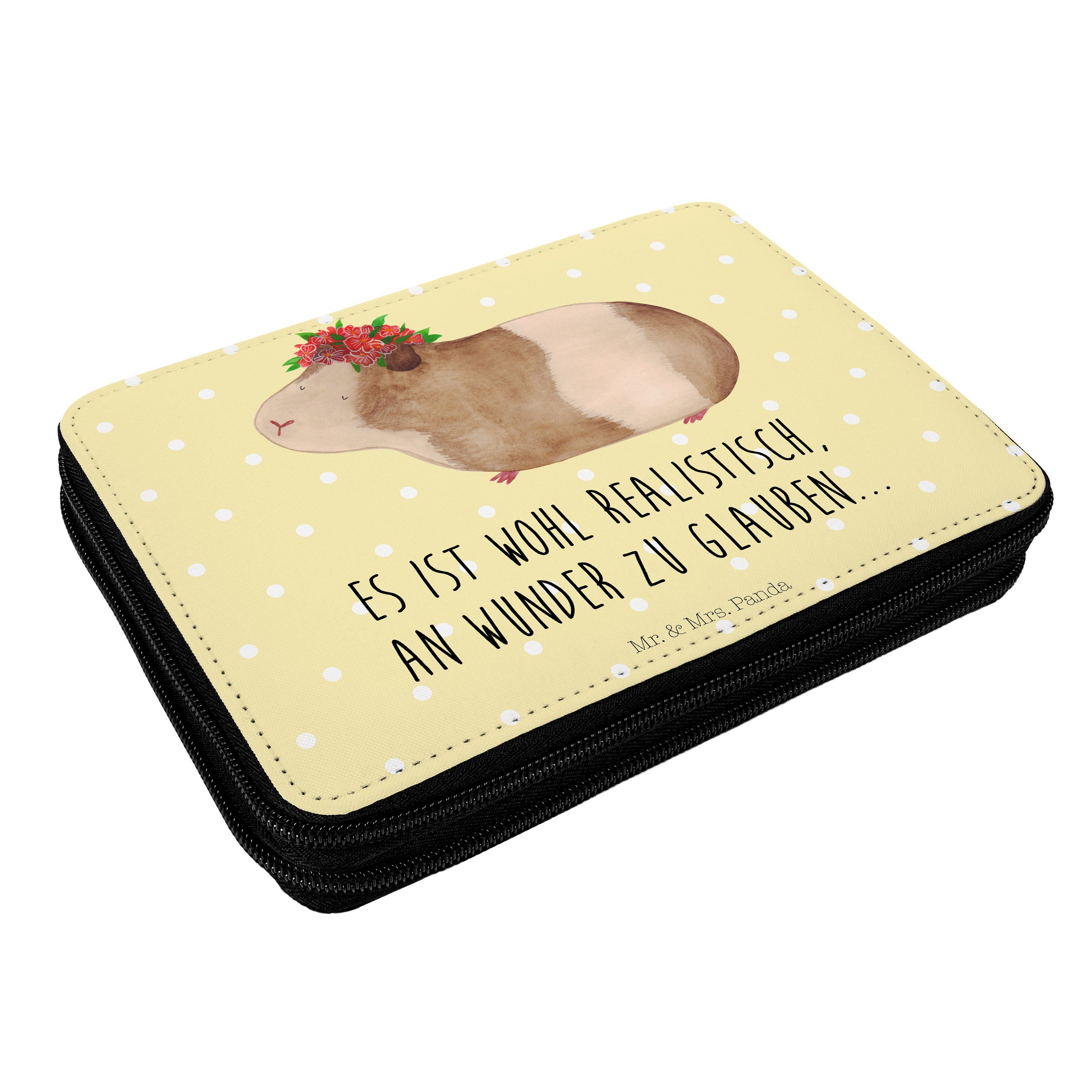 Mr. & Mrs. Panda Etui, Gelb Stifte Pastell Motivat, - Geschenk, weise Federmäppchen (1-tlg) - Meerschweinchen