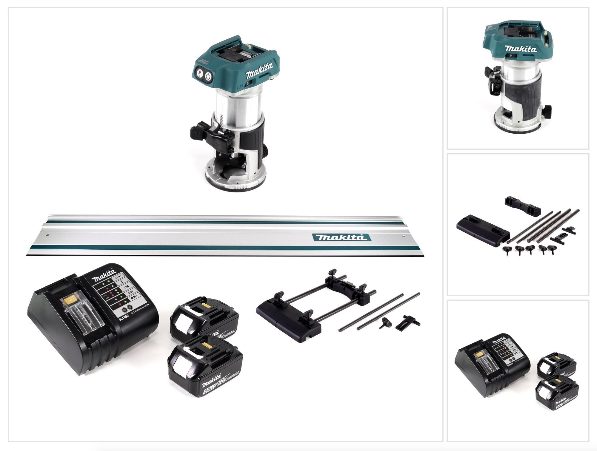 Makita Akku-Multifunktionsfräse DRT 50 SF Akku Multifunktionsfräse 18V Brushless + 2x Akku 3,0Ah + La