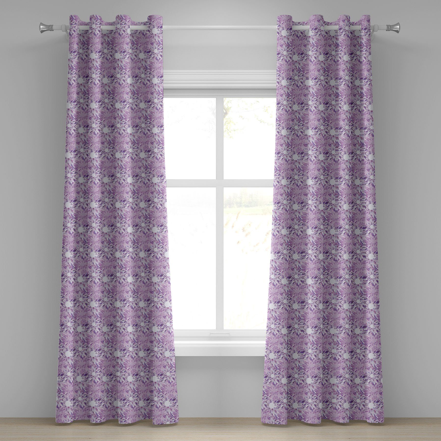 Gardine Dekorative 2-Panel-Fenstervorhänge für Schlafzimmer Abakuhaus, Design Floral Digitales Retro Wohnzimmer