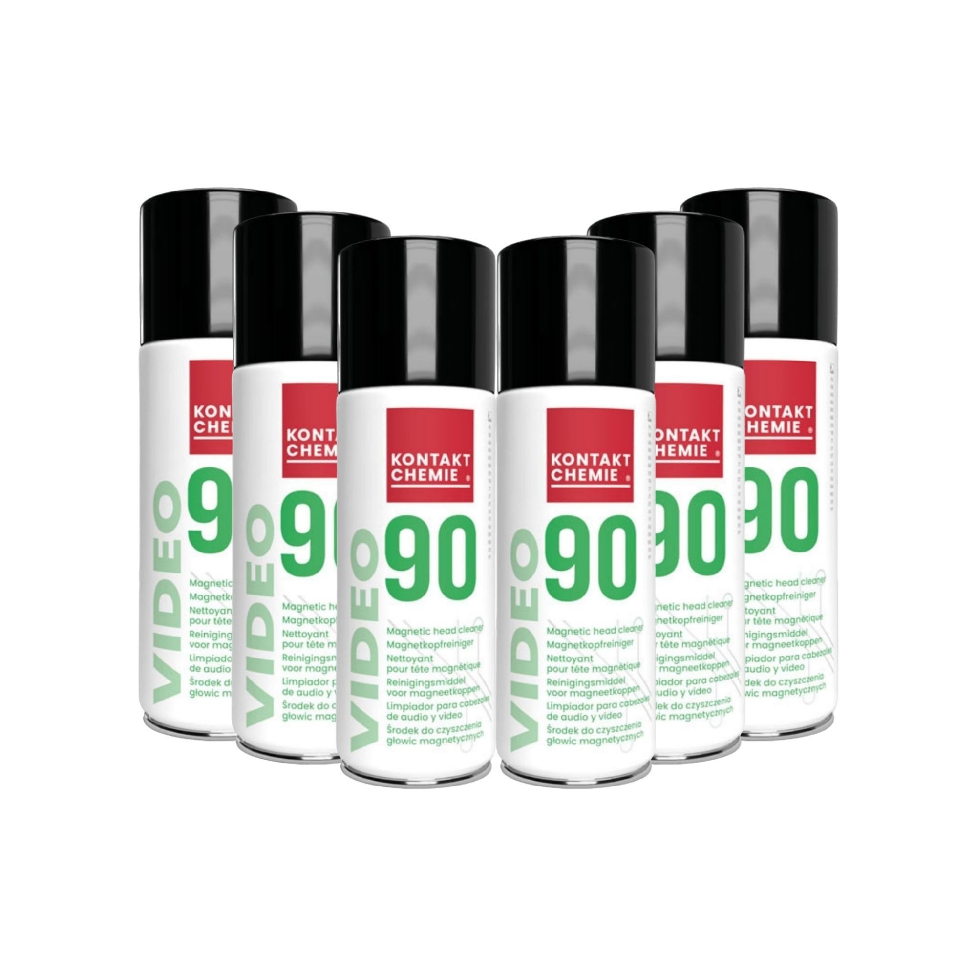 KONTAKT CHEMIE 6 Stück Magnetkopfreiniger, VIDEO 90, je 400ml Reinigungsspray